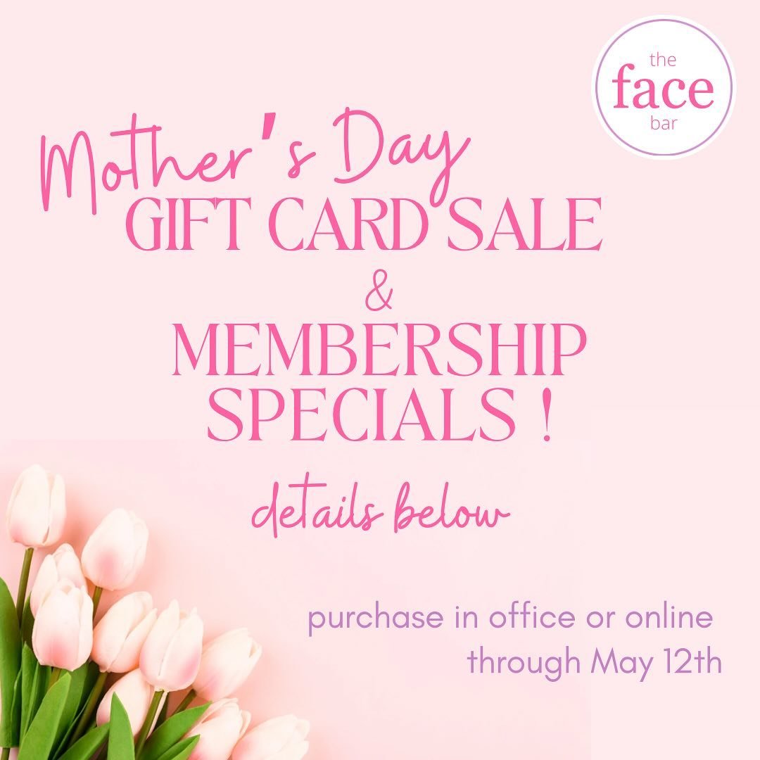 We are celebrating all of the amazing mommas out there with our Gift Card and Membership SALE 💉❤️ 

May 1st - May 12th
Visit us in one of our offices to purchase (through May 10th) or purchase online (through May 12th) 

Gift Cards:
Buy $500, get $1