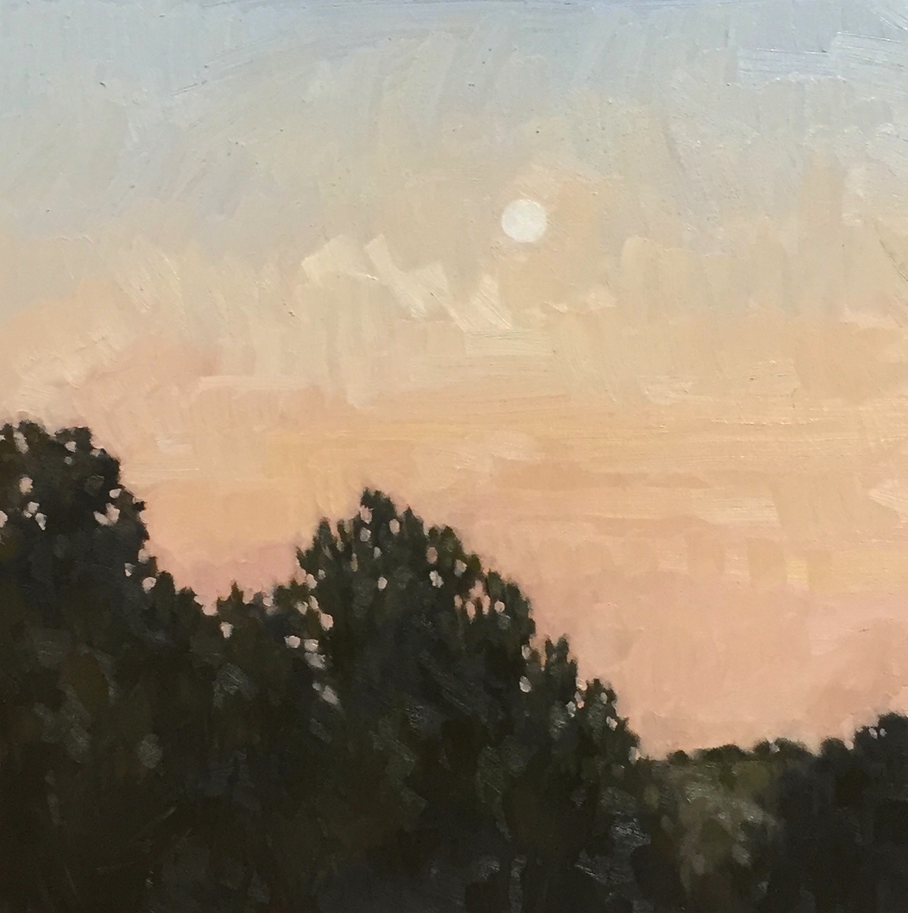  Moonset 12x12” oil on birch panel 