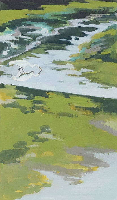 Marsh Wader, White Egret - Original Gouache Painting — NICOLE STRASBURG