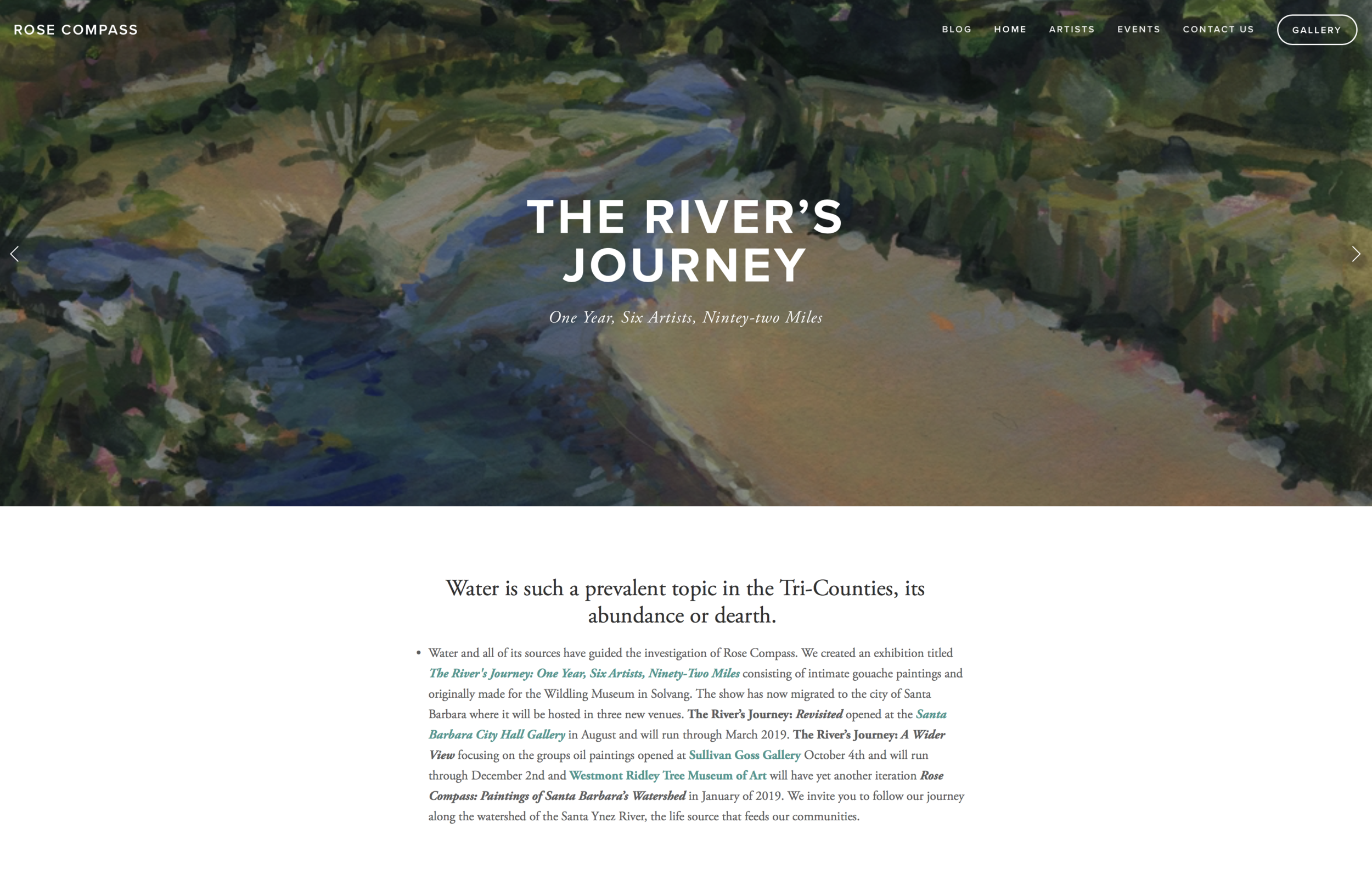 Landing Page for The River's Journey