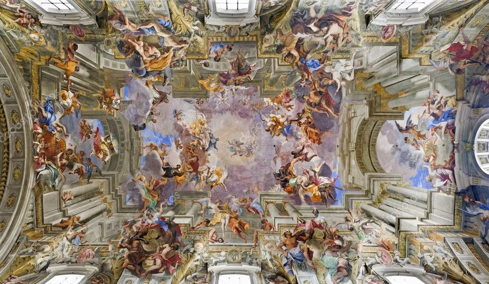 Fra Andrea Pozzo, The Apotheosis of St Ignatius , 1685: Beam me up, Jesus!