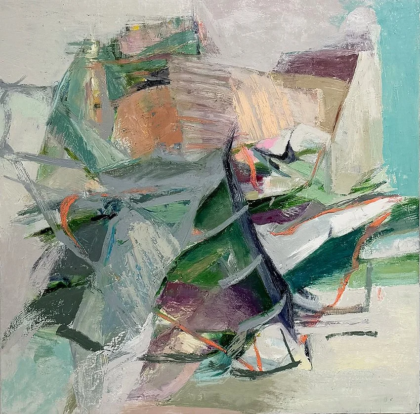 Hot Summer, 2026, oil on canvas mounted on board, RF Pigment sticks, 36 x 36 inches