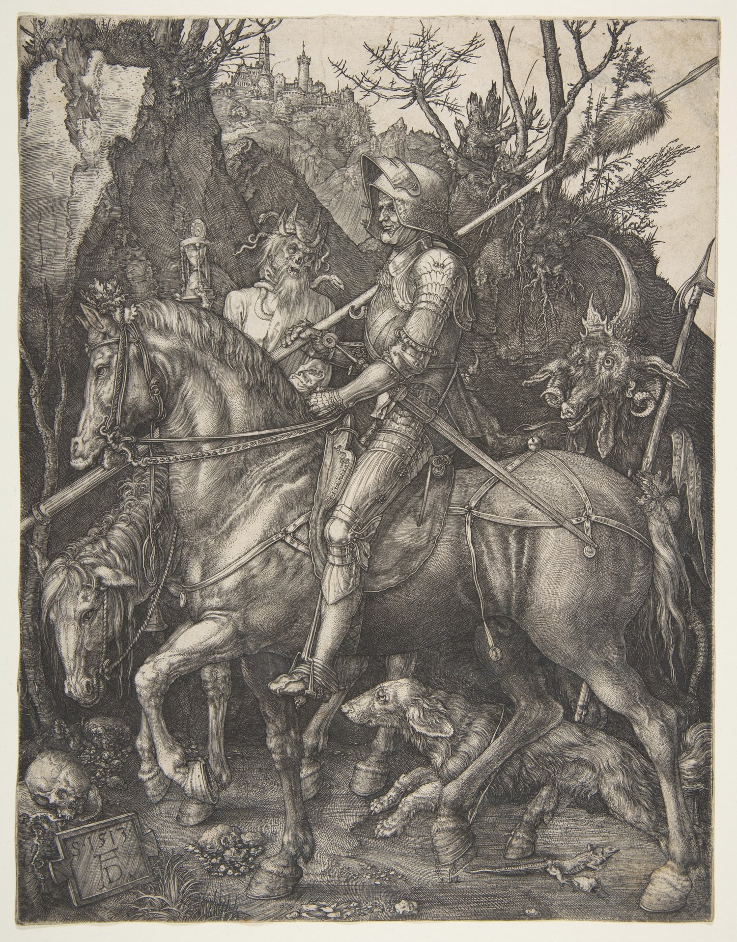 Albrecht Dürer.  Knight, Death, and the Devil . Engraving. 9 9/16 x 7 3/8”. 1513.