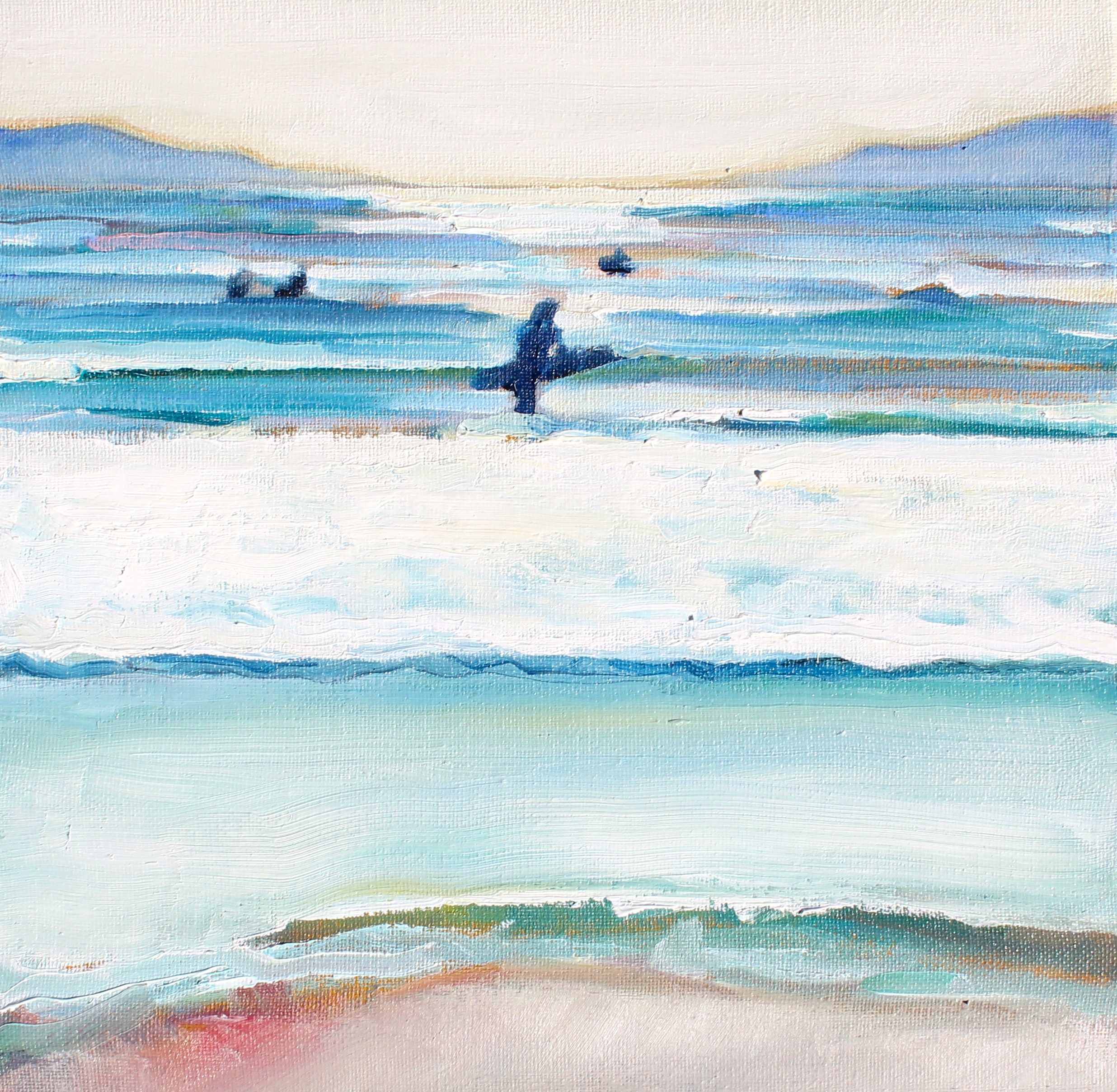 Pleasure Point Surfer / Oil on canvas / 12x12 / #369.2015