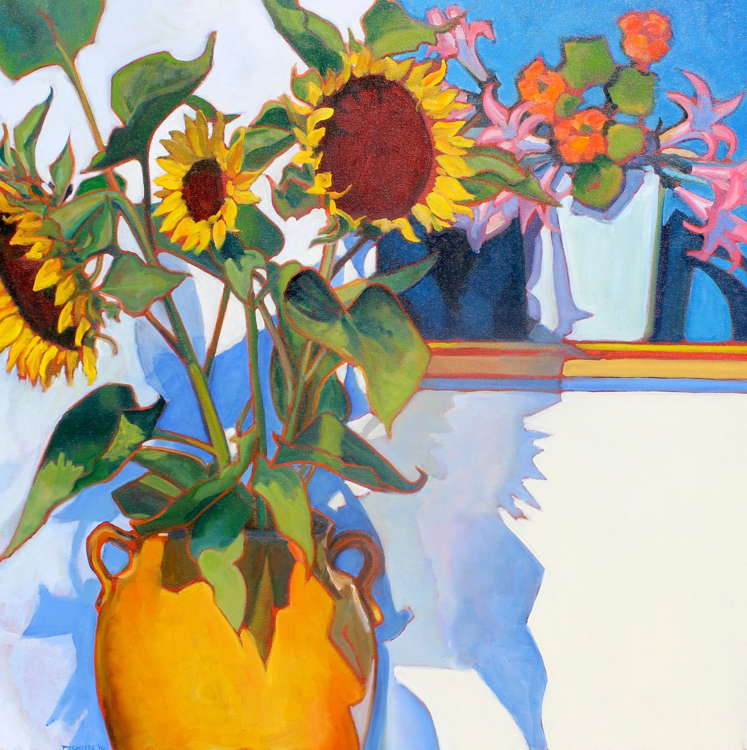 Sunflowers with Naked Lady Painting / Oil on canvas / #404.2016