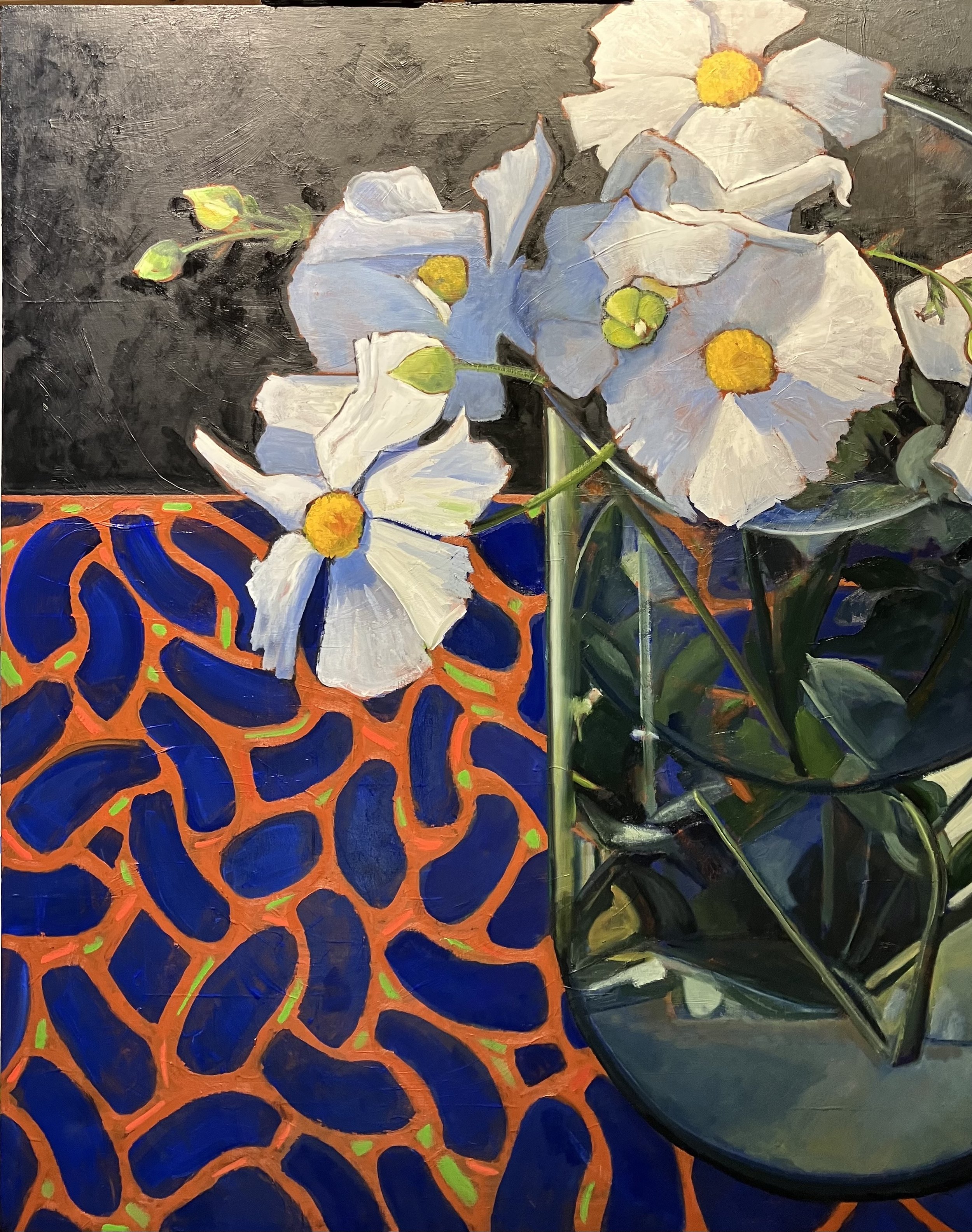 Matilija Poppies in Vase / 48 x 58 / oil on canvas / #659.2025
