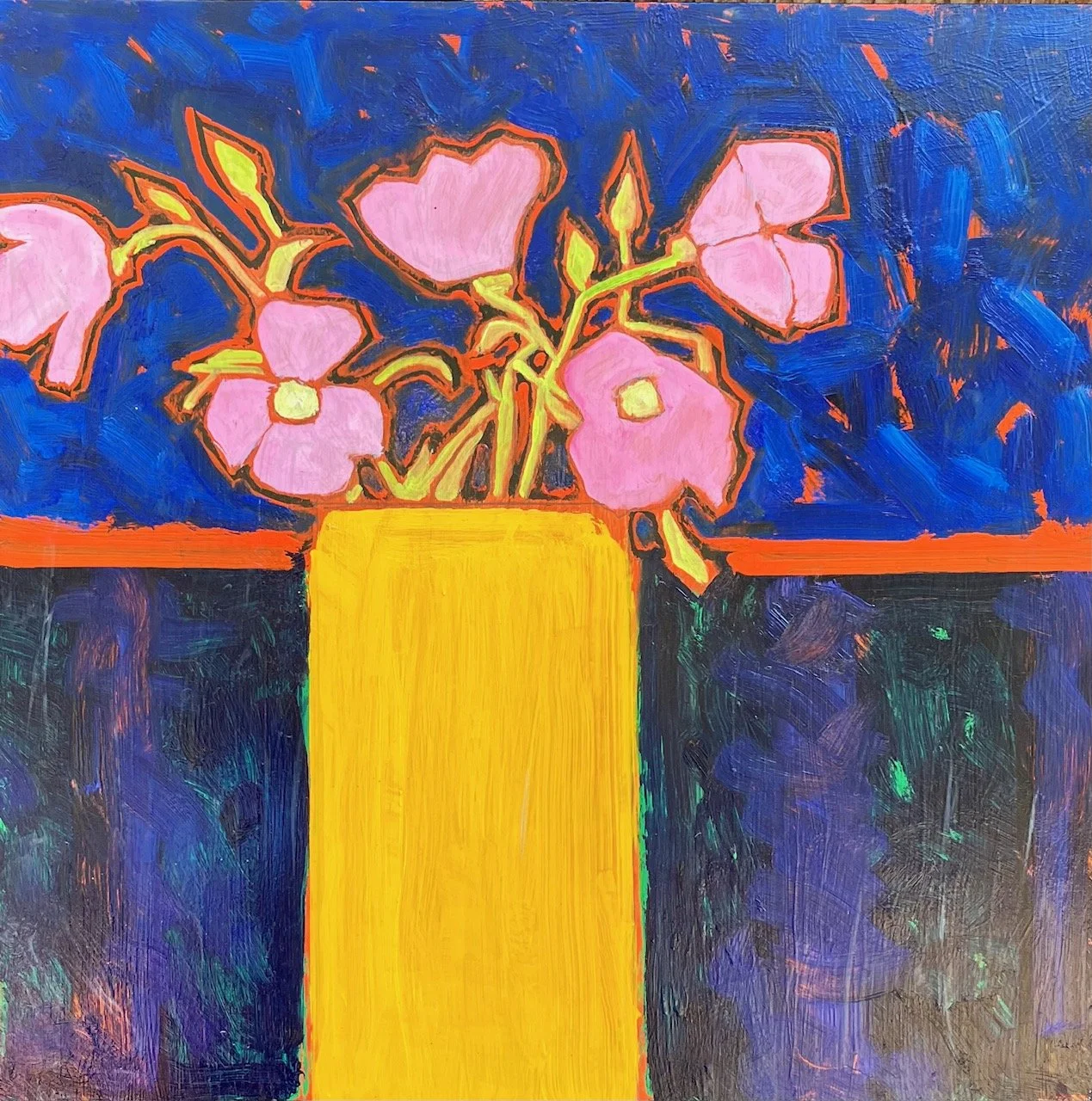 Mexican Poppies / 14x14 / oil on board / 706.2026 / $600.