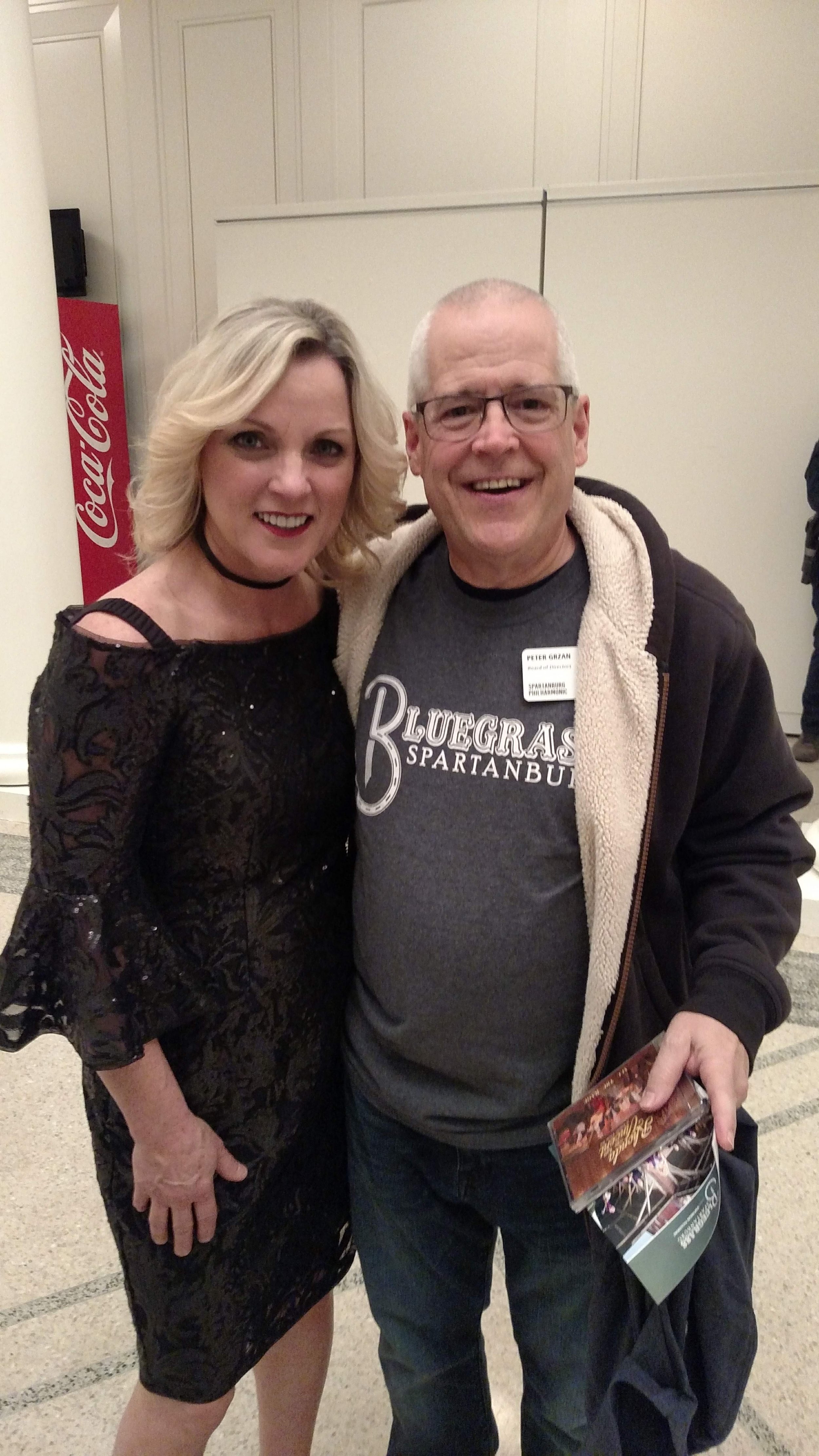  Peter poses with Rhonda Vincent in the lobby after the show. 
