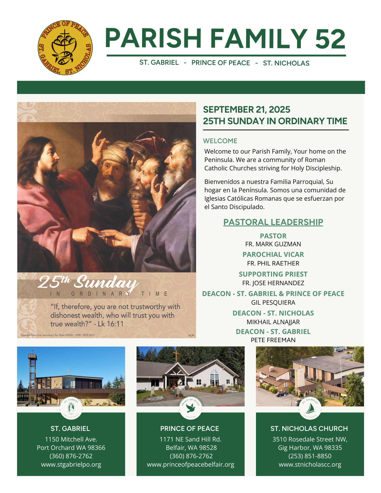 September 21, 2025 25th Sunday In Ordinary Time