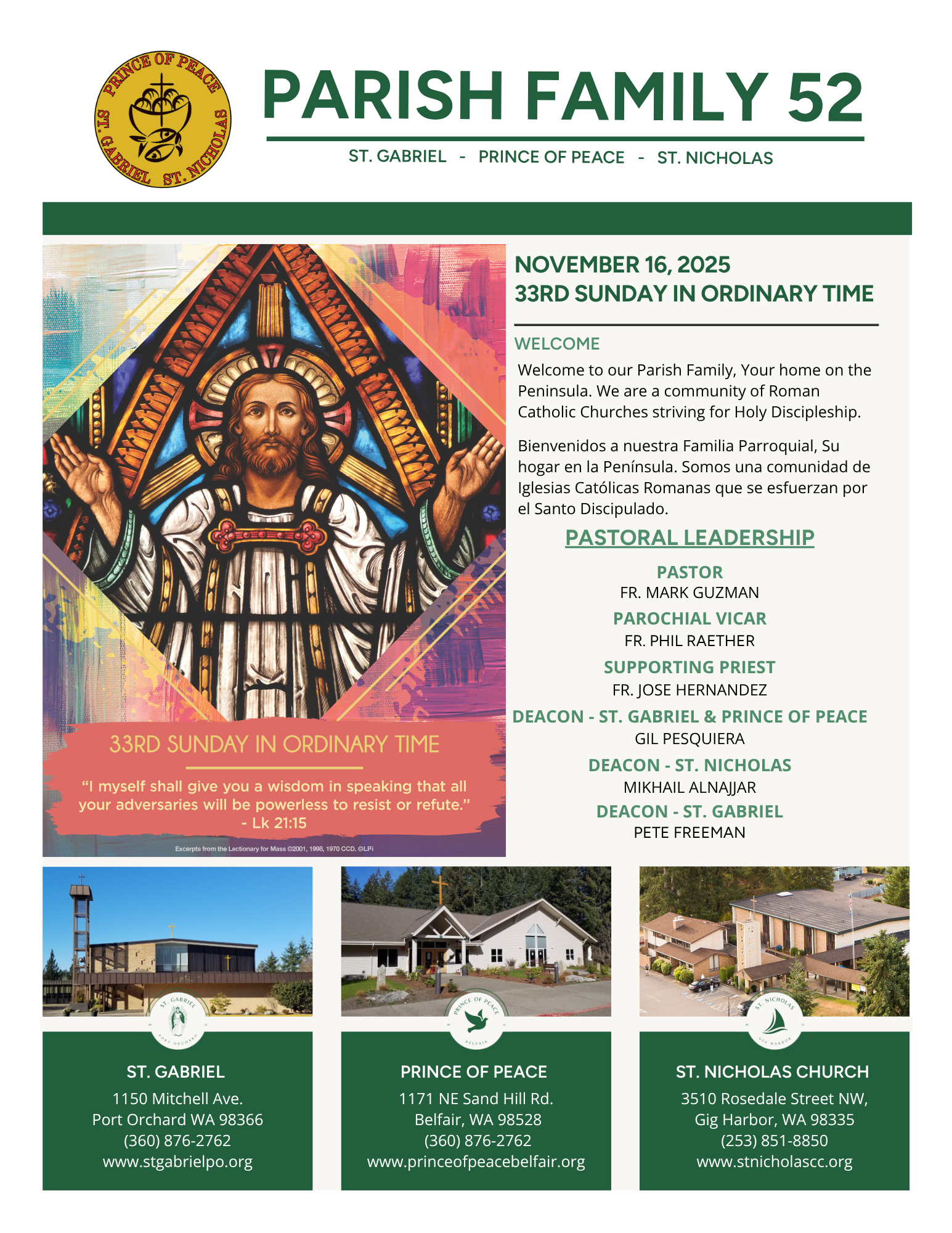November 16, 2025 33rd Sunday In Ordinary Time 