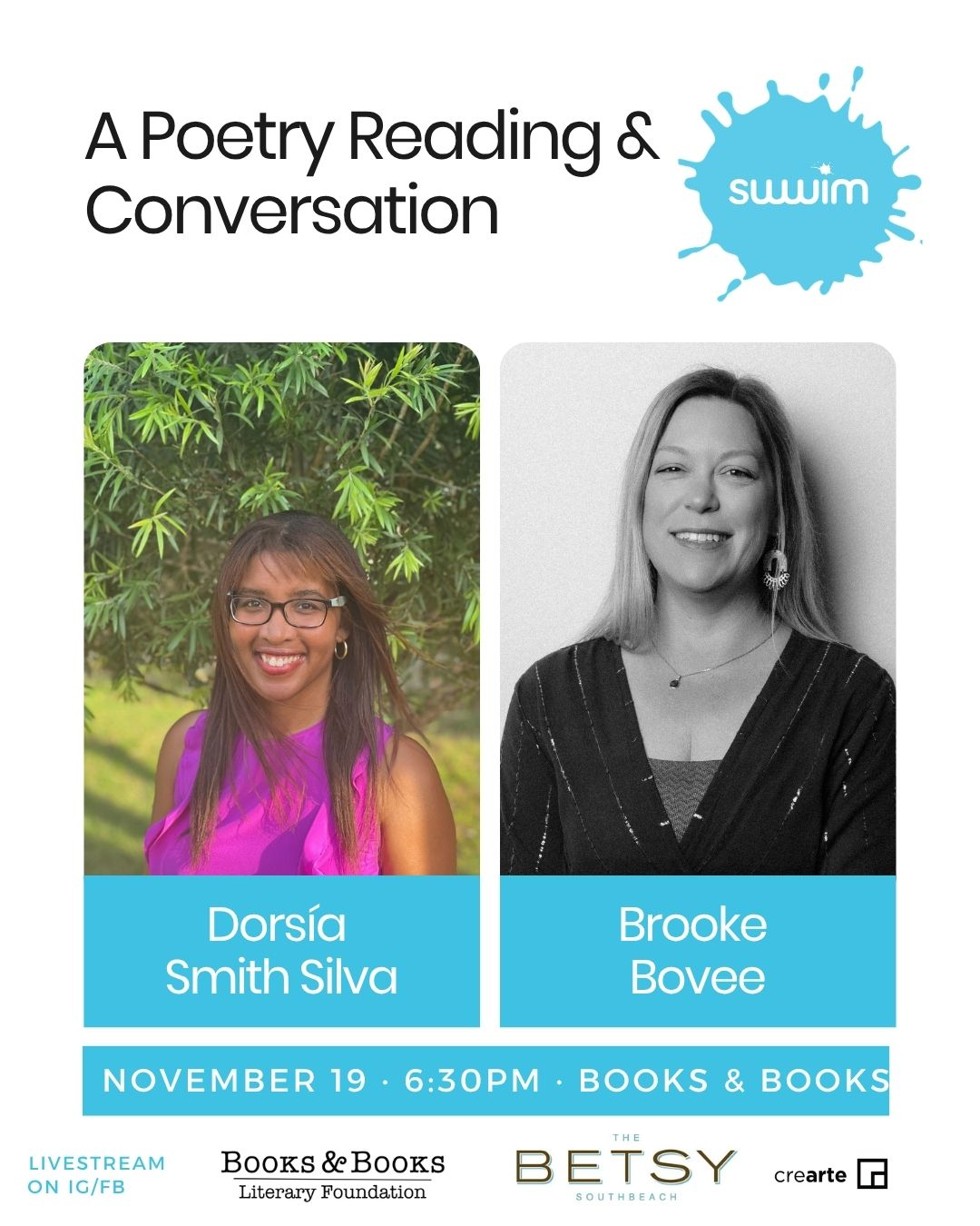 Poetry reading featuring Dorsía Smith Silva + Brooke Bovee