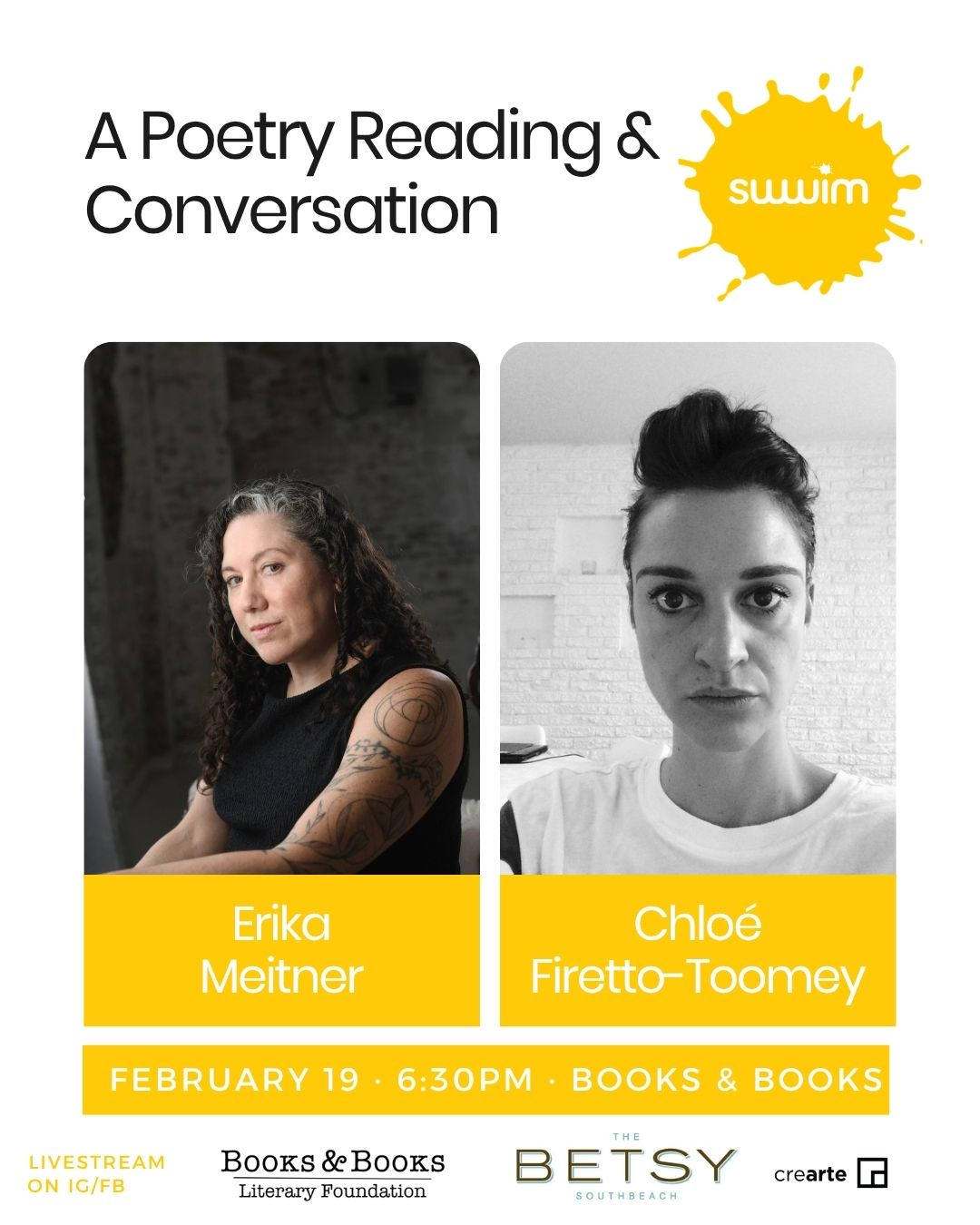 Poetry reading featuring Erika Meitner + Chloé Firetto-Toomey,