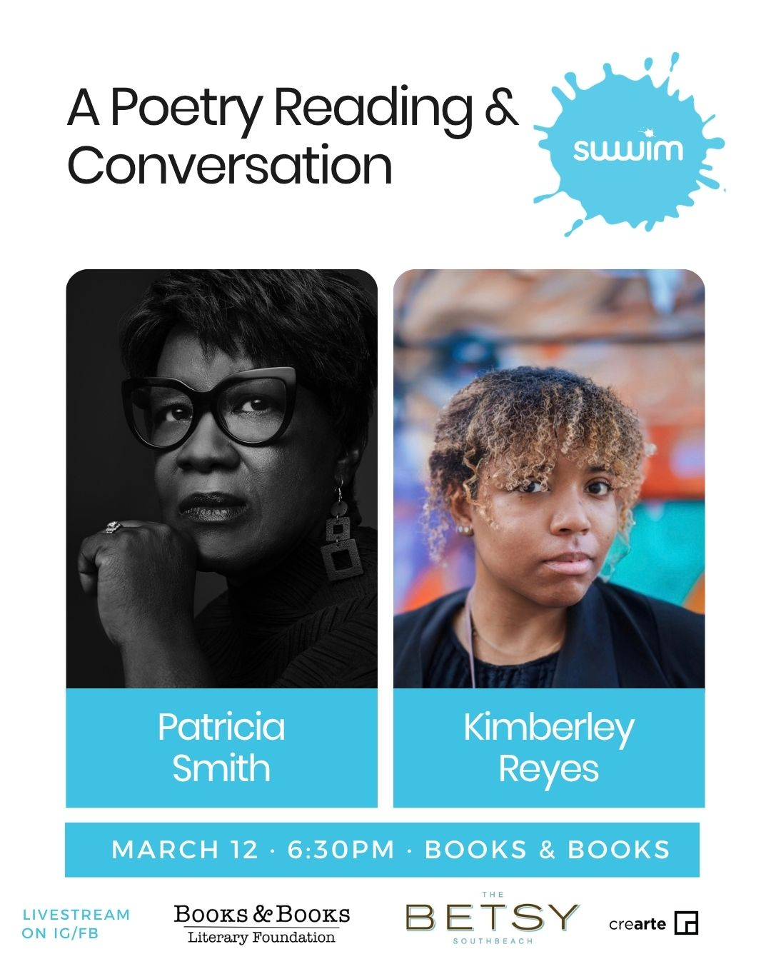 Poetry reading featuring Patricia Smith + Kimberly Reyes