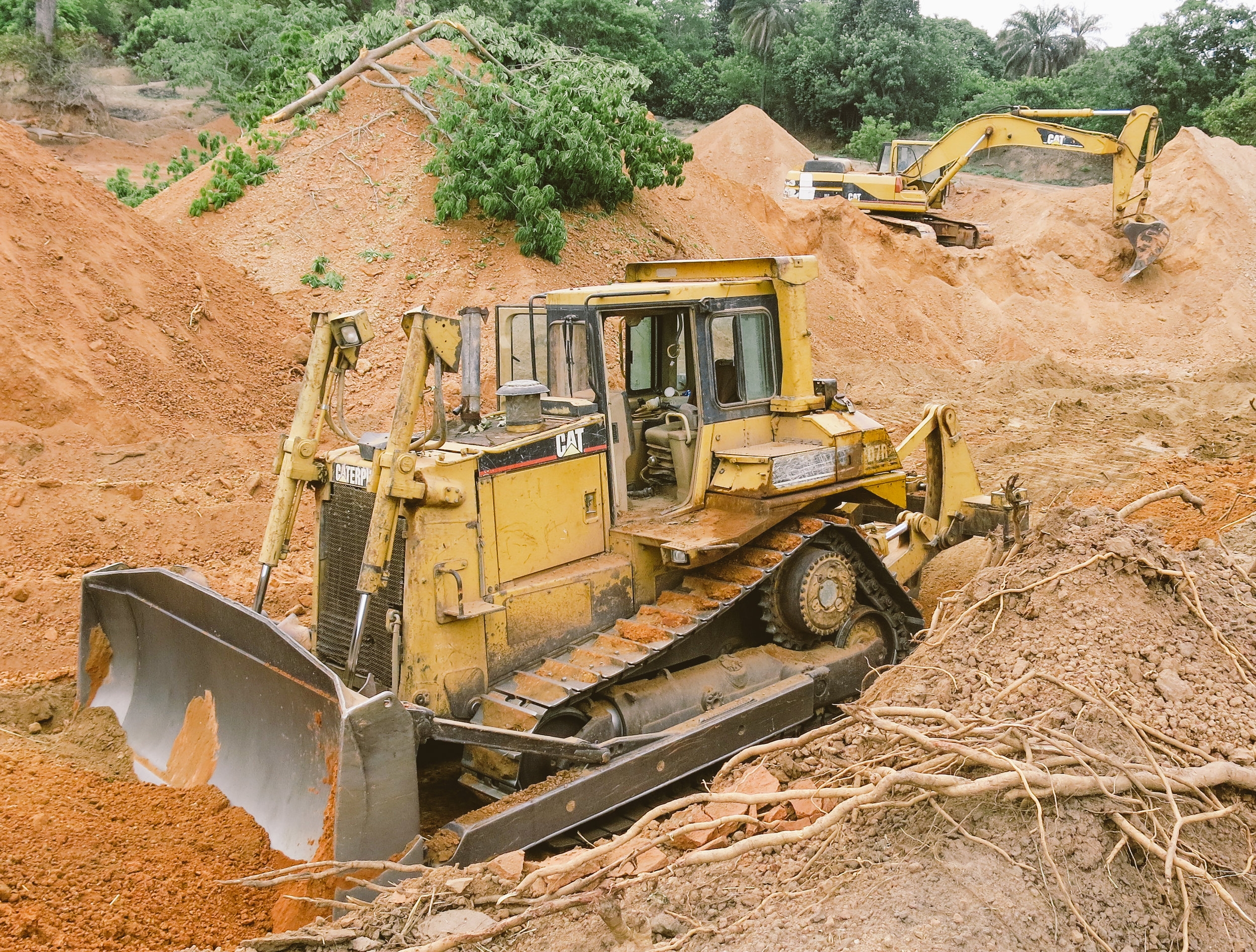  Bulldozer preparing road materials 