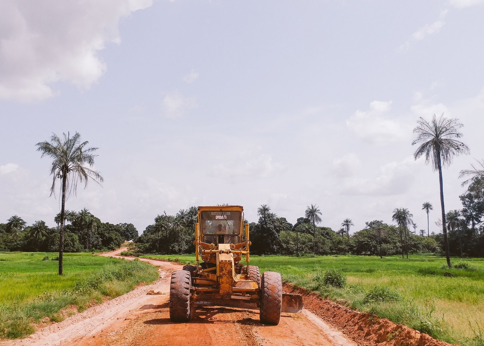  Preparing the roadbeds using heavy machinery 