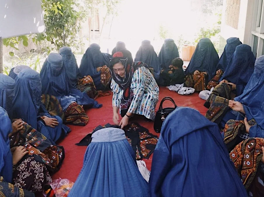Women attending the Balochi Embroidery Training course