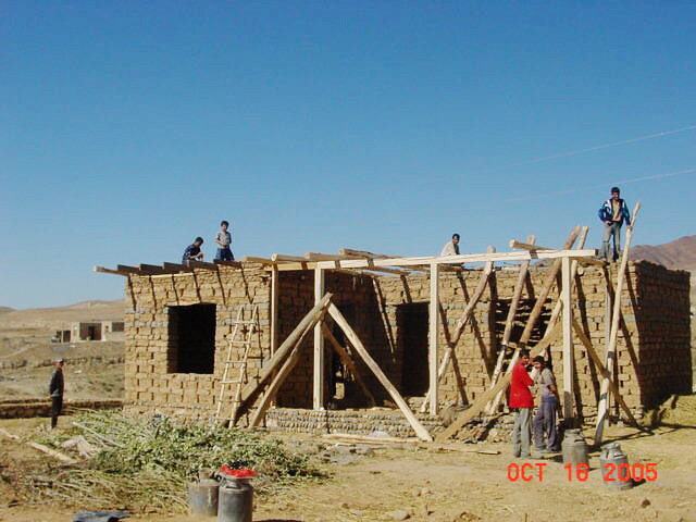  One of the transitional shelters coming along 