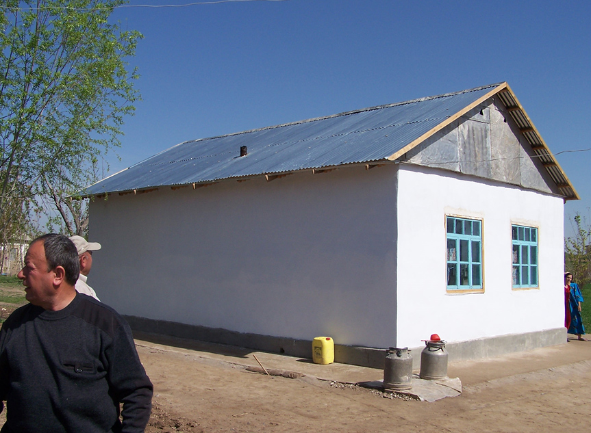 One of the nearly 200 completed transitional shelters 