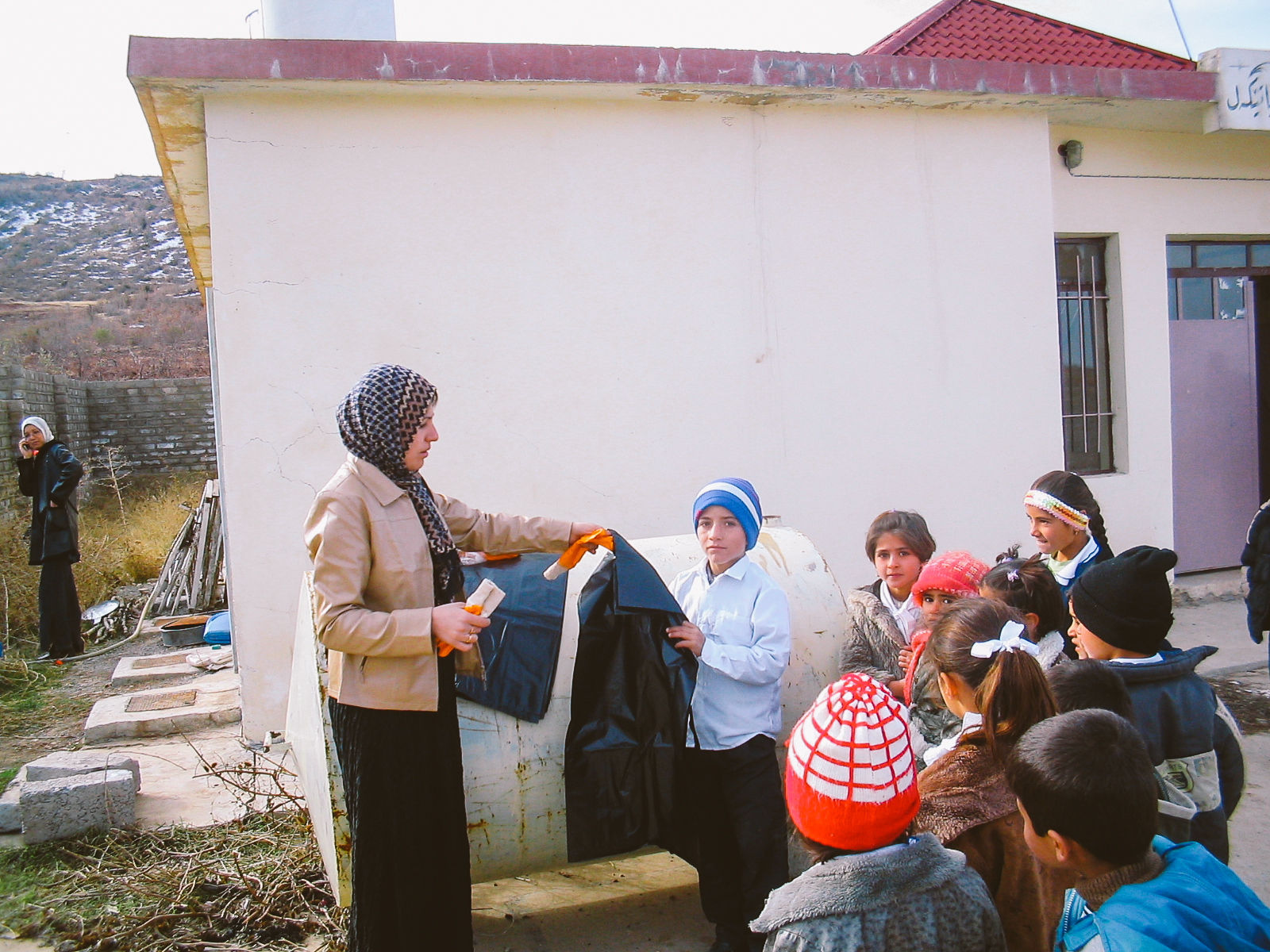  School children participating in rubbish collection 