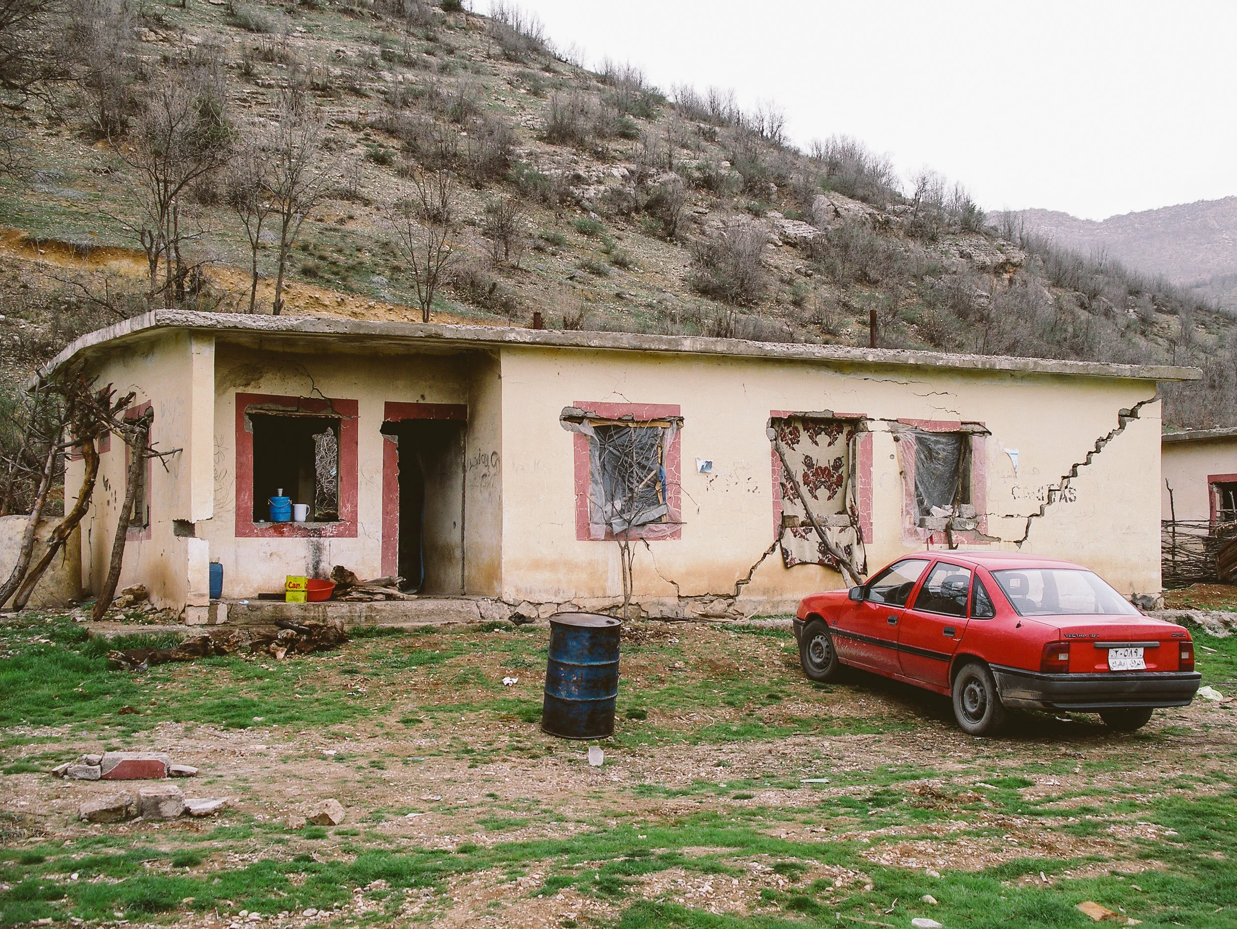 One of many deteriorated homes in the community