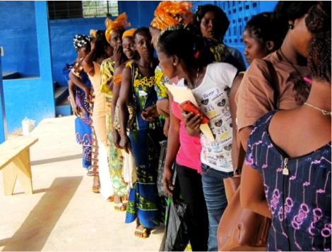  Farmers lining up to collect micro-grants 