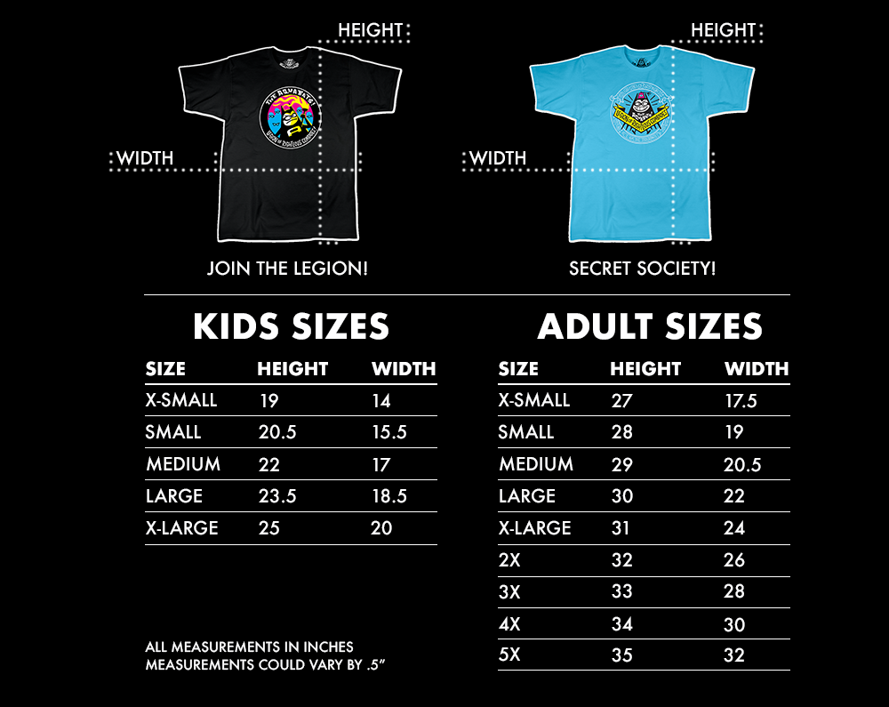 T Shirt Logo Size Chart