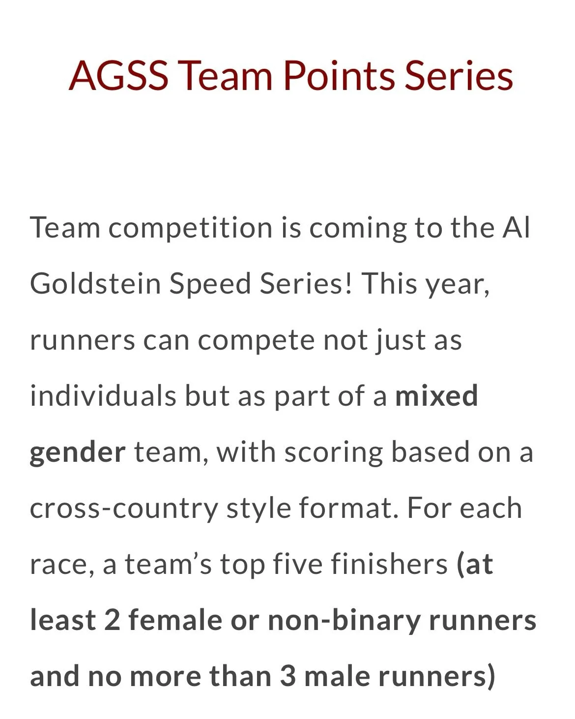 PPTC is excited to introduce a new Team Points Series to our 2026 PPTC Al Goldstein Speed Series 5Ks. Congrats to North Brooklyn Runners for coming hot out of the gates! This should make for a fun summer of racing between the local clubs!

More detai