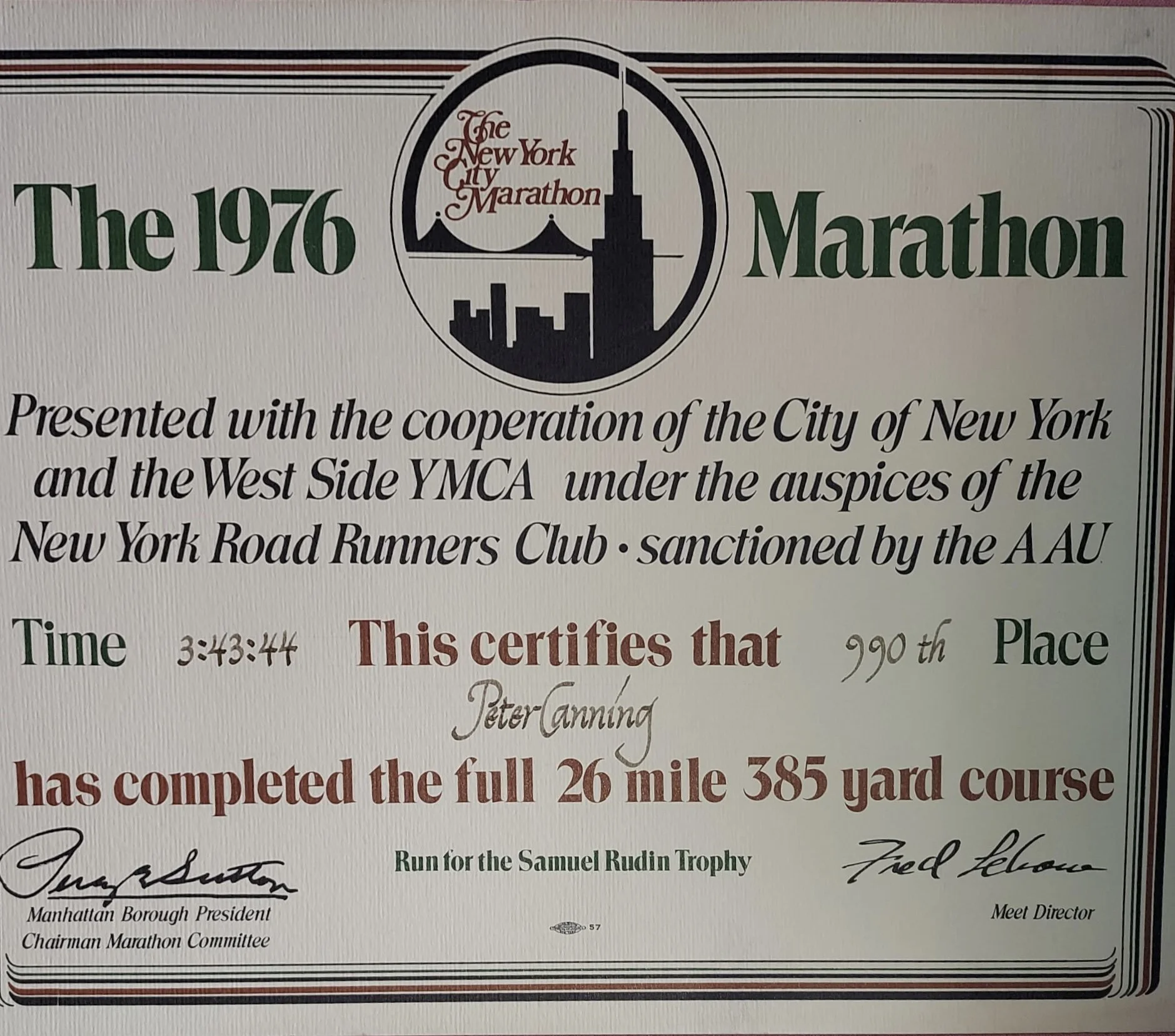 Pete's certificate of completion