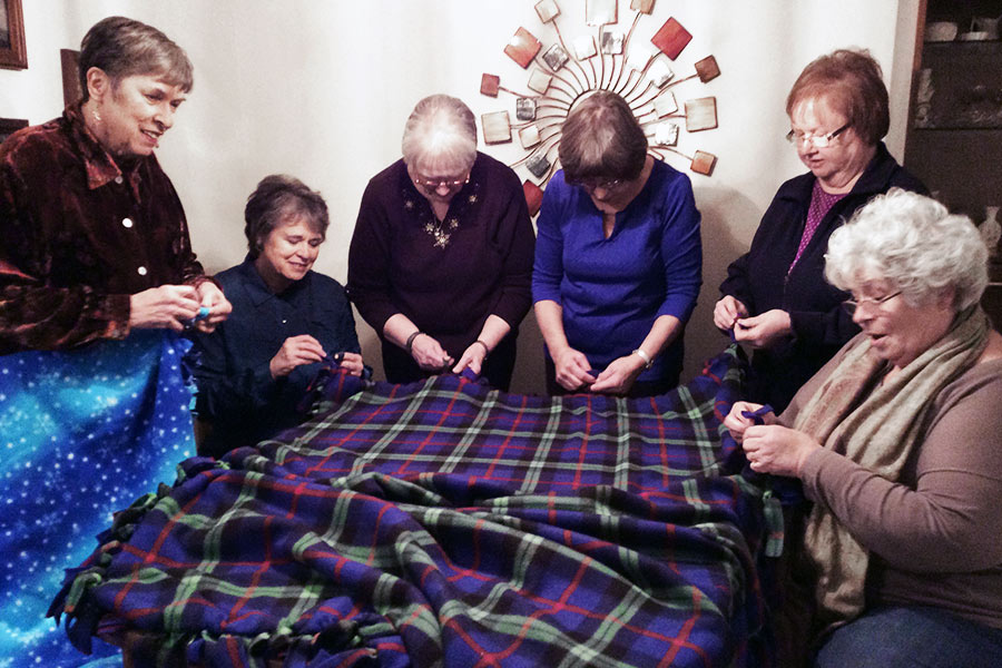 What’s Your Knack?  We tie fleece blankets for several of our charities. 