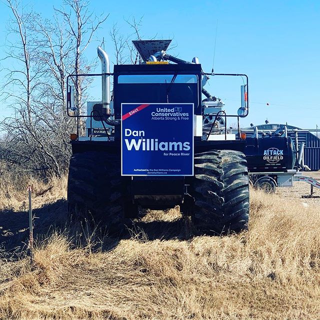 Time to bring back the Alberta advantage! Can&rsquo;t miss this big guy parked out front of our Manning shop