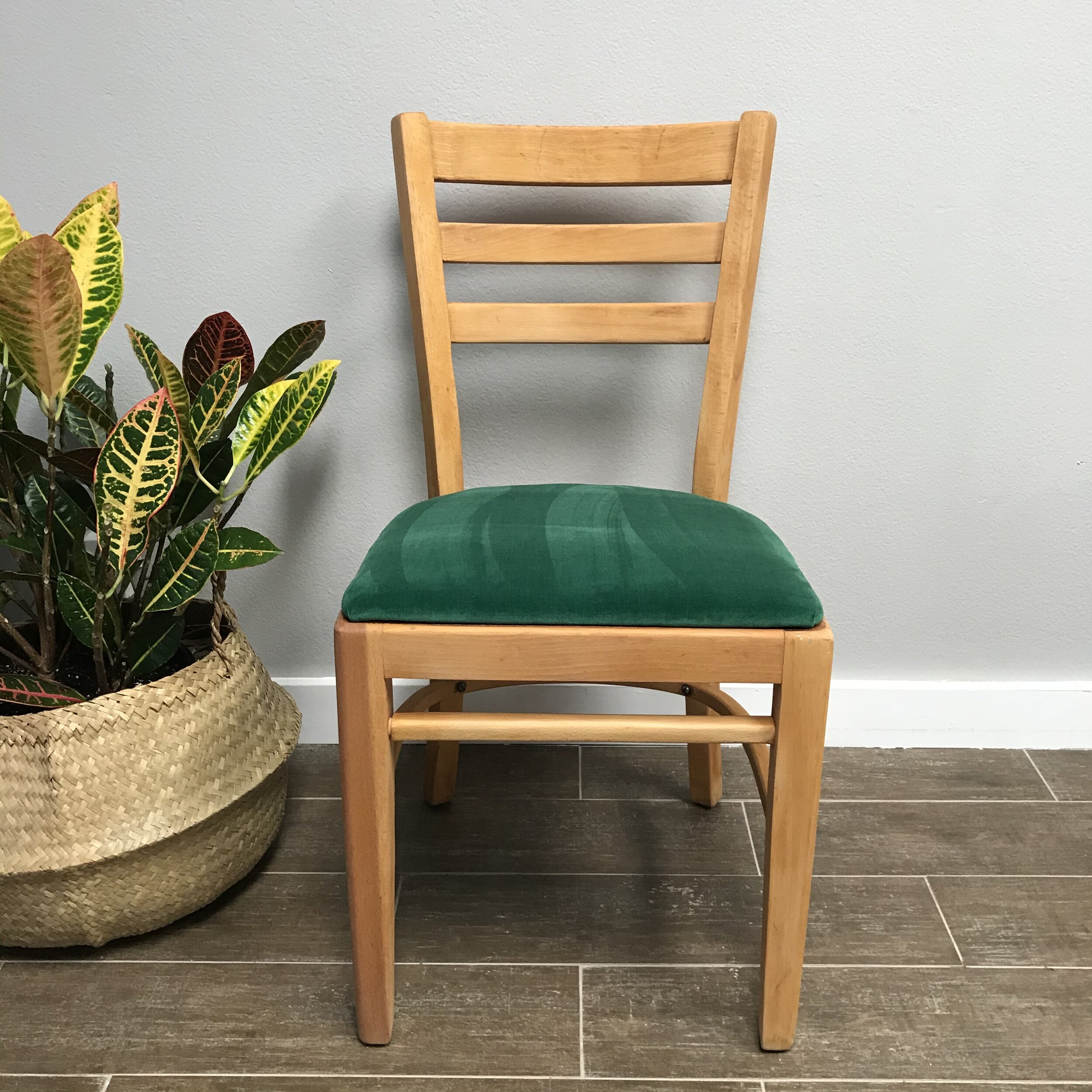 Green Velvet Mid Century Modern Chair