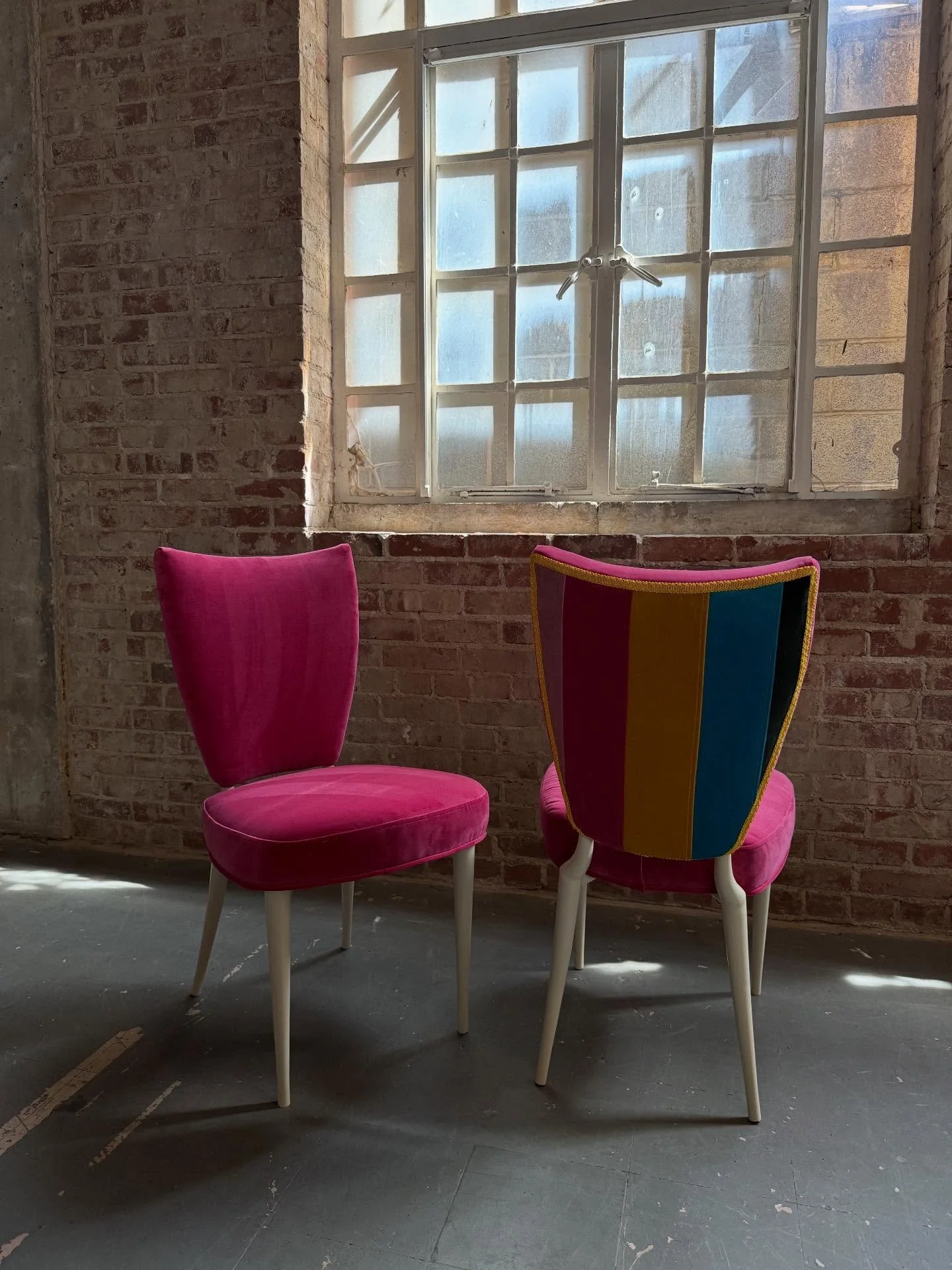 Everyone is welcome at my table 🌈💛 &amp; these chairs scream that. 

This project was purely conceptual &amp; I relished in the creative freedom that @jenhenry61 gave me! We wanted the chairs to play off of a rainbow piano bench I had previously cr