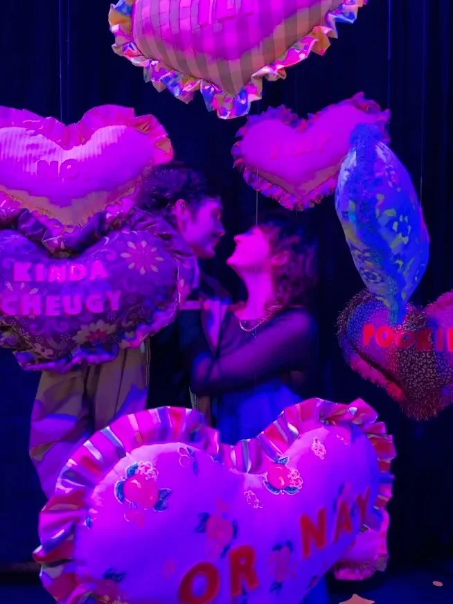 &lsquo;PILLOW TALK&rsquo;
- A 9 piece pillow installation for @factoryobscura&rsquo;s v-day show, 2025.
&ldquo;If our pillows could talk what would they say? Would they tell you to DUMP HIM or encourage you in your melodramatic pursuits of love? Thes