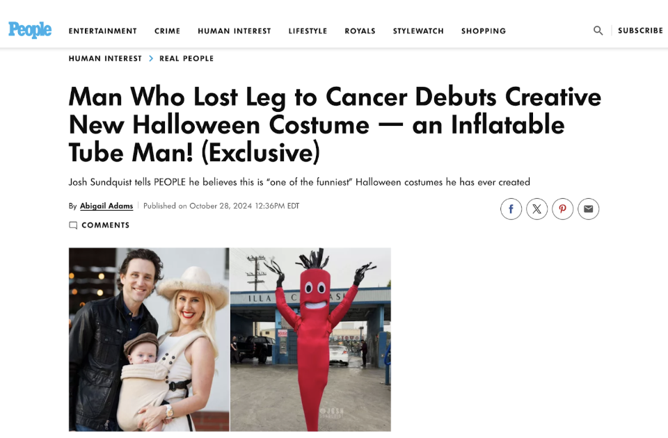 My Inflatable Tube Man Costume Featured in PEOPLE