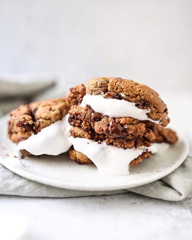 #SMORES cookie sandwiches! Yup I said it. This is what happens when you make @bakeritablog s #paleo cookies that @weeknightbite taught you to make but it&rsquo;s summer and you have marshmallow and a husband with a super sweet tooth in your house and