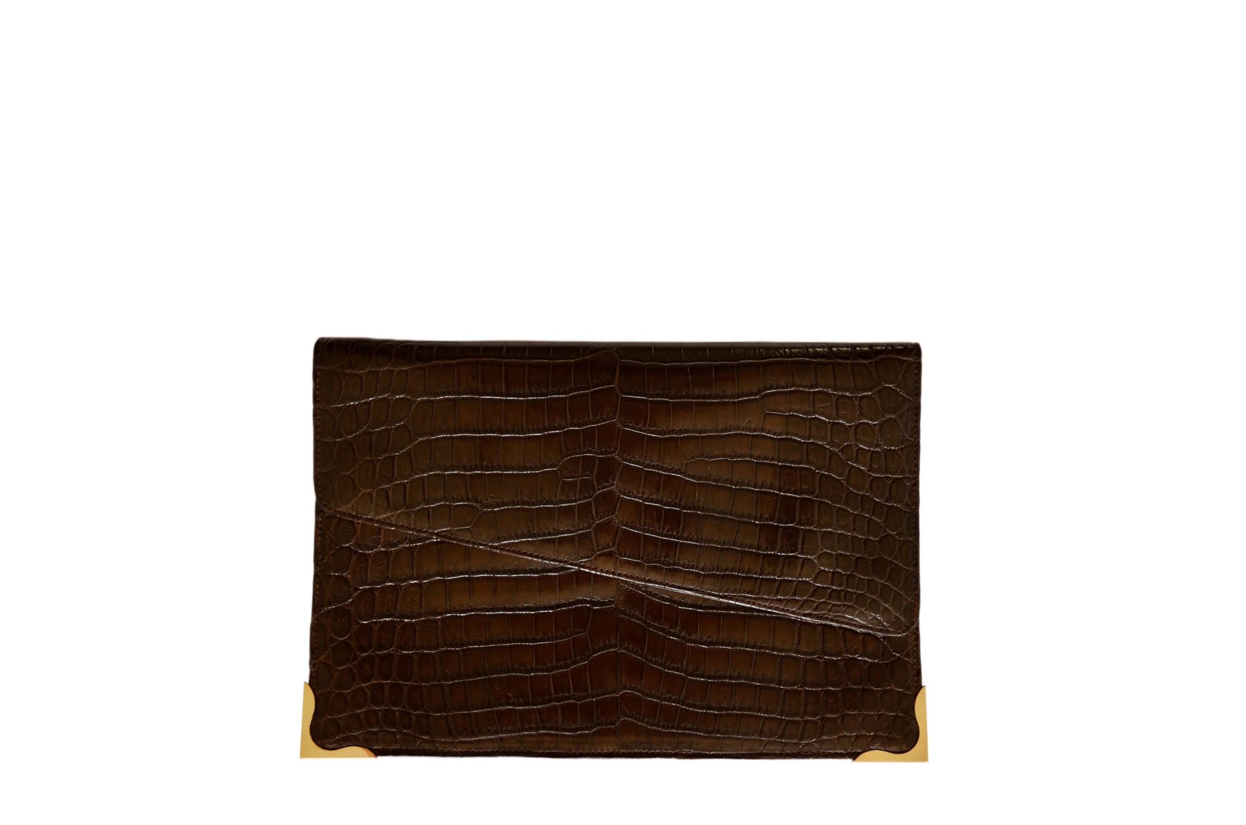 Luxury Brown Crocodile Clutch