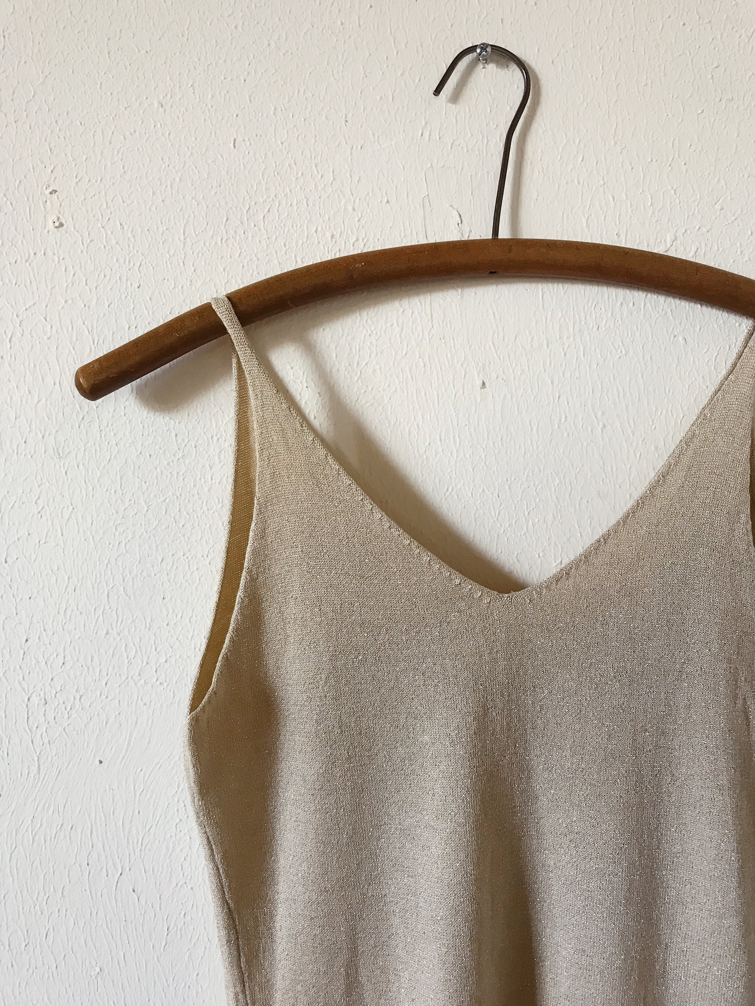VINTAGE KNITTED CAMEL + SPARKLE TANK