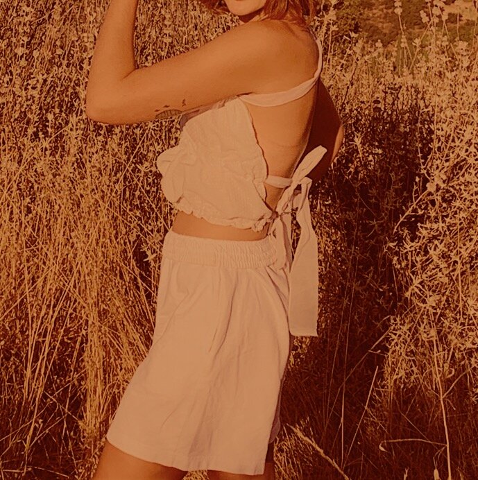 HANDMADE TRIPLE TIE BACKLESS WRAP TOP