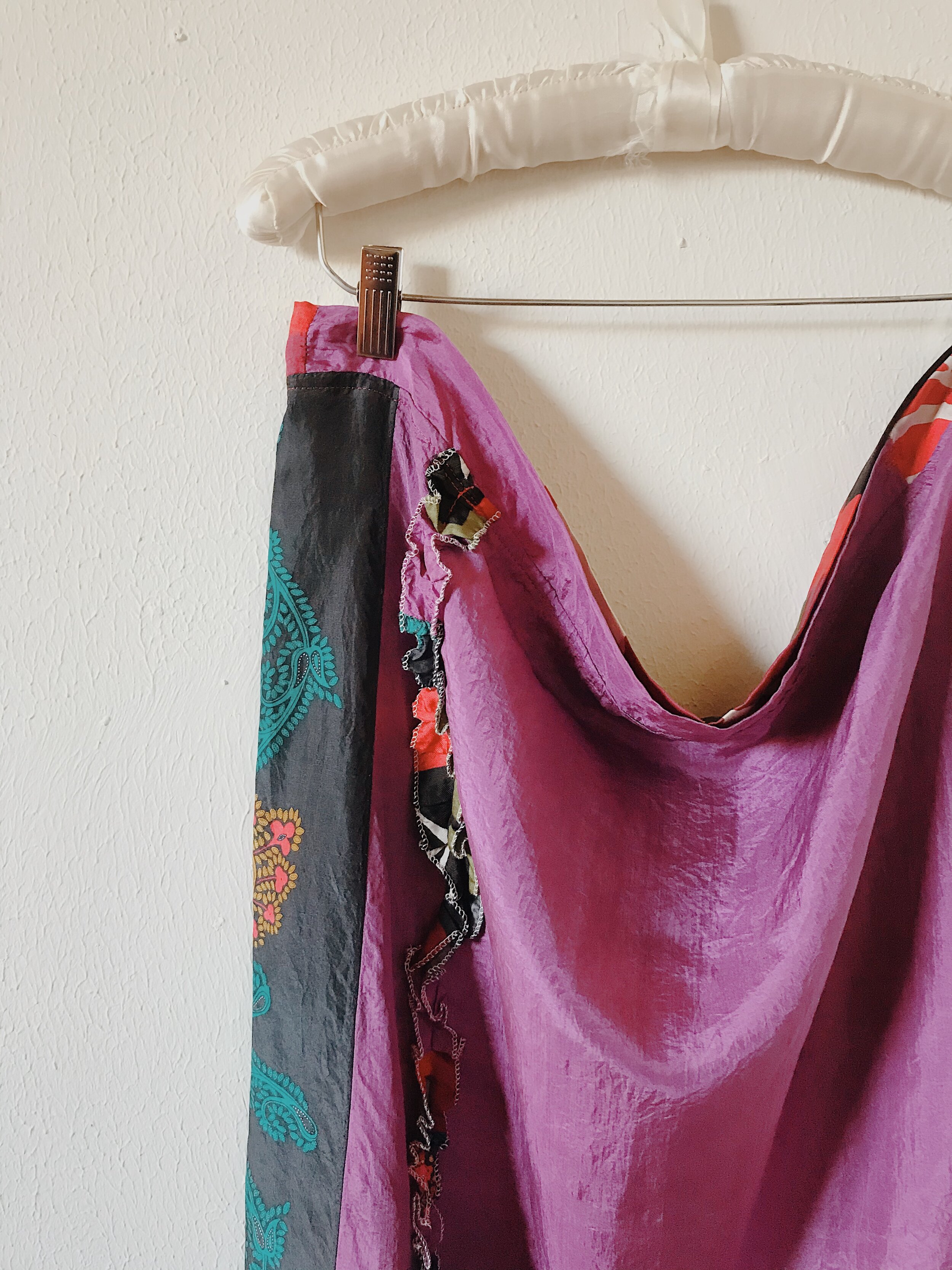 HANDMADE 100% SILK PANEL SKIRT, "DVF + MATISSE" VINTAGE SCARVES