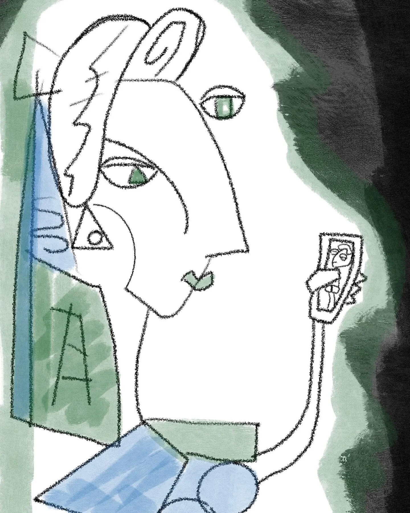 Spent some time at a caffe bar today, felt some strong #picasso vibes. So I went ahead and doodled this. Some lady at the caffe bar. Sometimes you've just got to let it flow👨🏻&zwj;🎨

#drawing #drawingsketch #picassovibes #artist #paintwhatyousee #