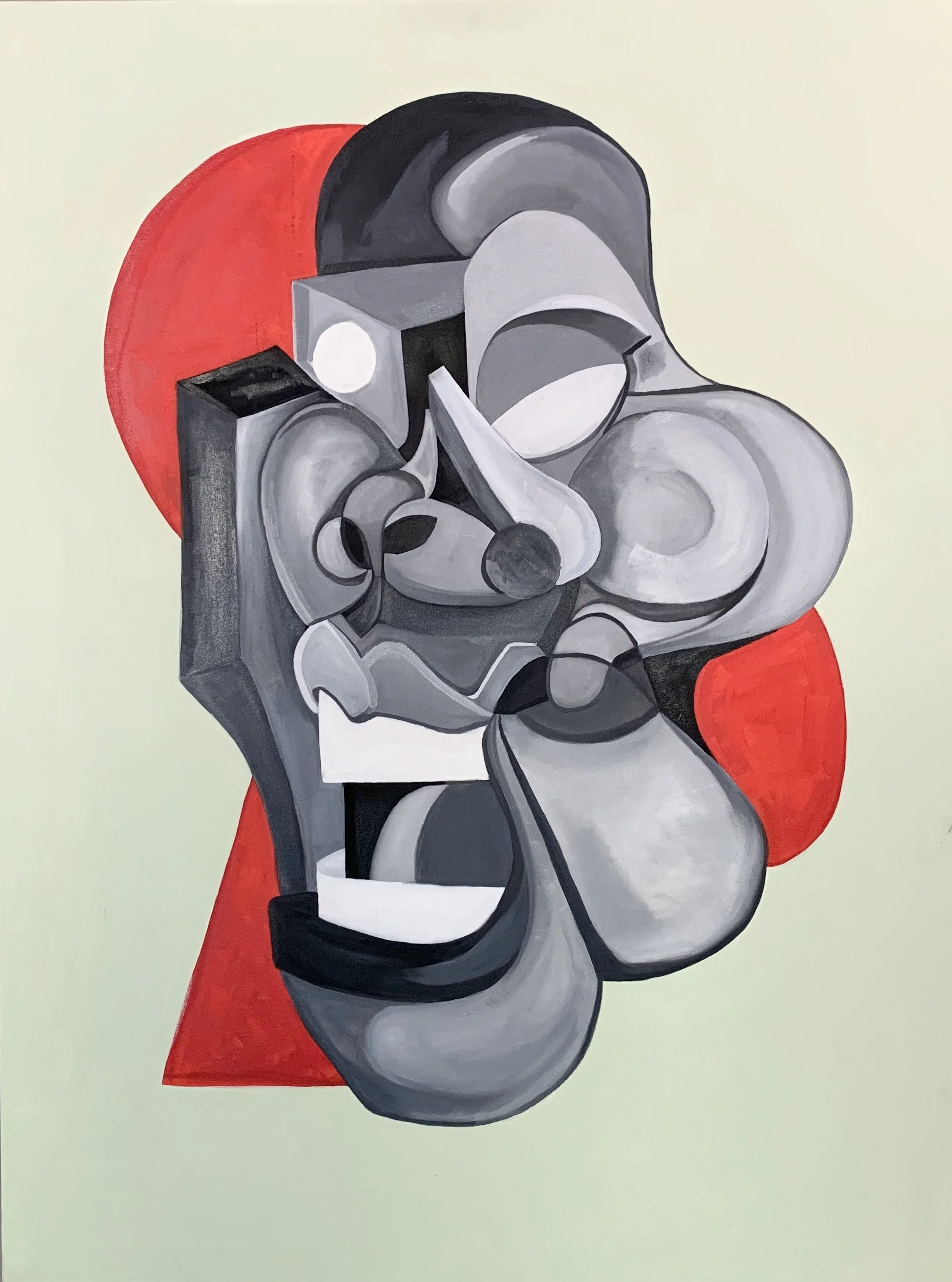  Ron Williams  Mask Red #1  Oil &amp; acrylic on canvas  $2,100 