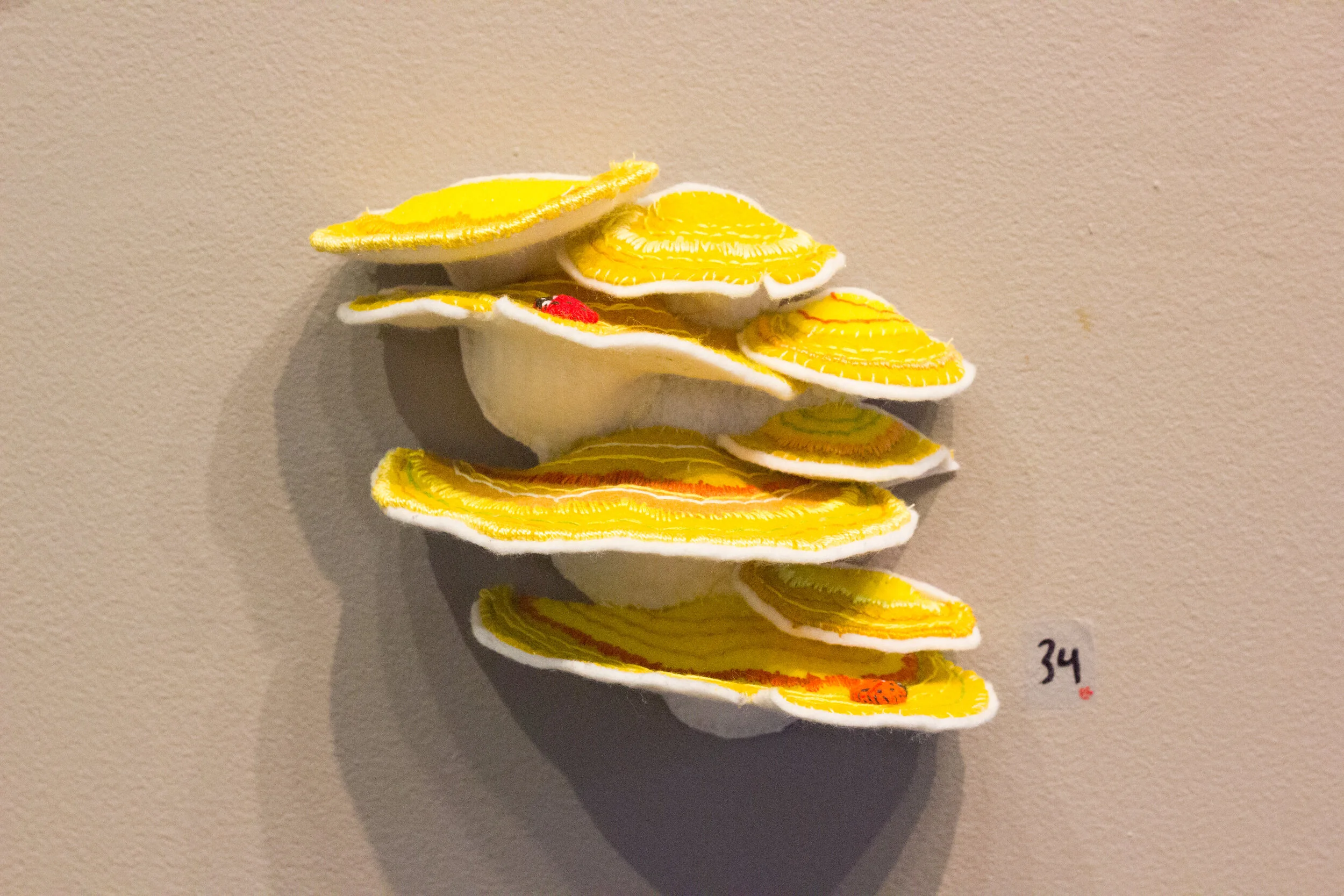 Small Shelf Fungus, Felt, fabric, embroidery, sold
