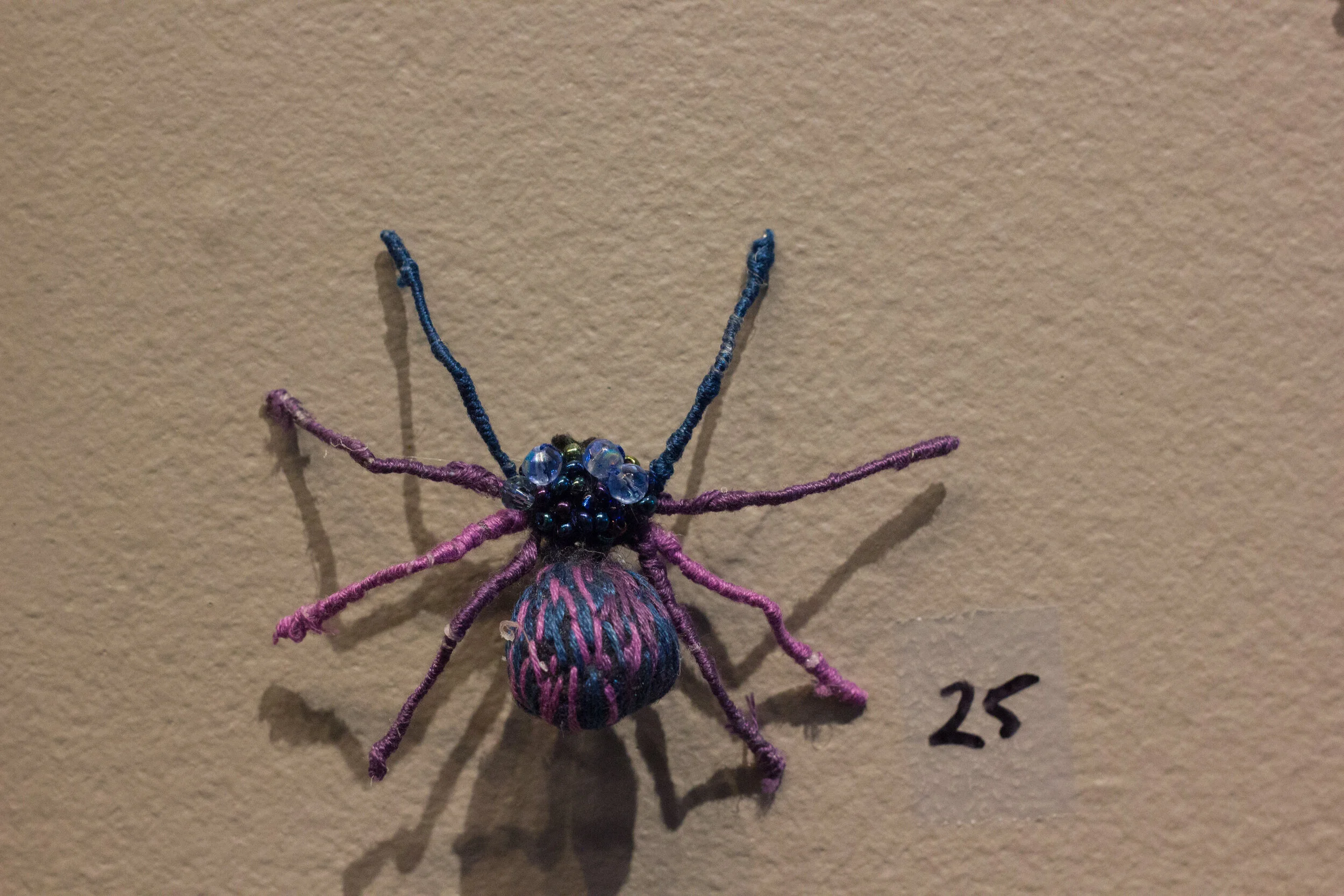 Spiders, Felt, beads, embroidery, wire, sold