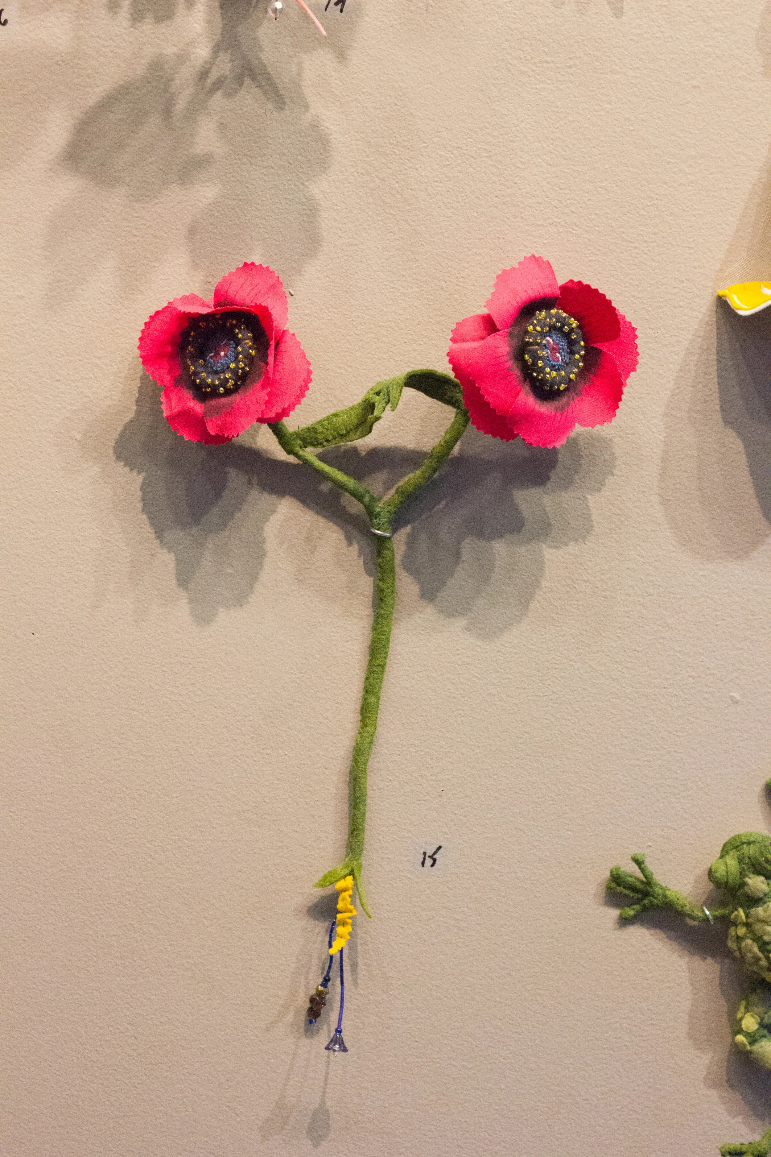 Twin, Fabric, felt, beads, wire, sold