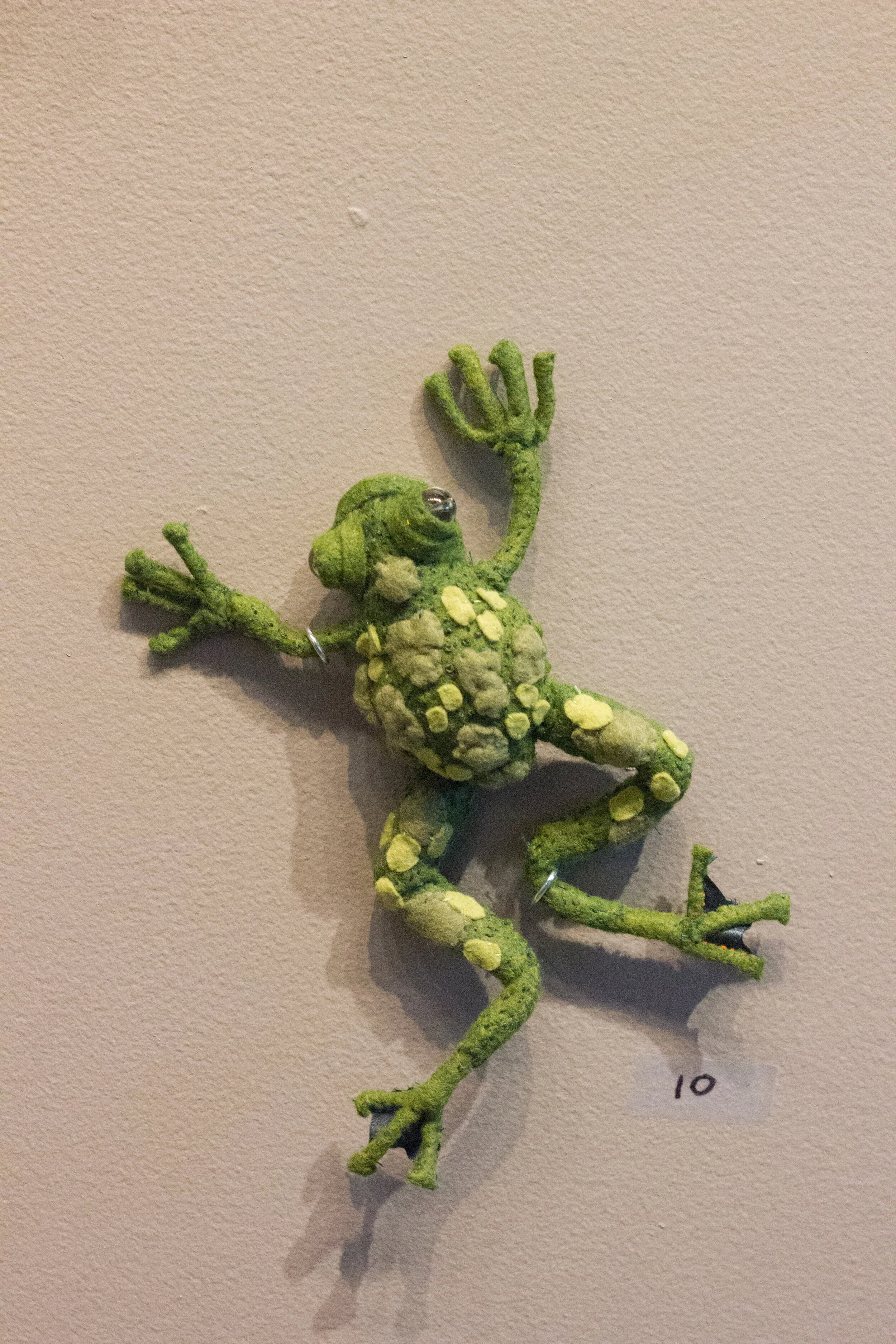 Frog, Felt, embroidery, polyfil, beads, NFS