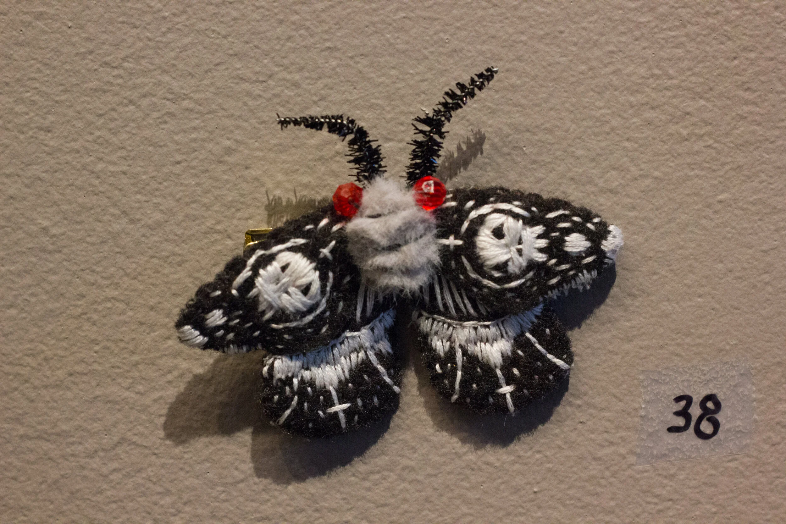 Big Moth Pin, Felt, fabric, embroidery, sold
