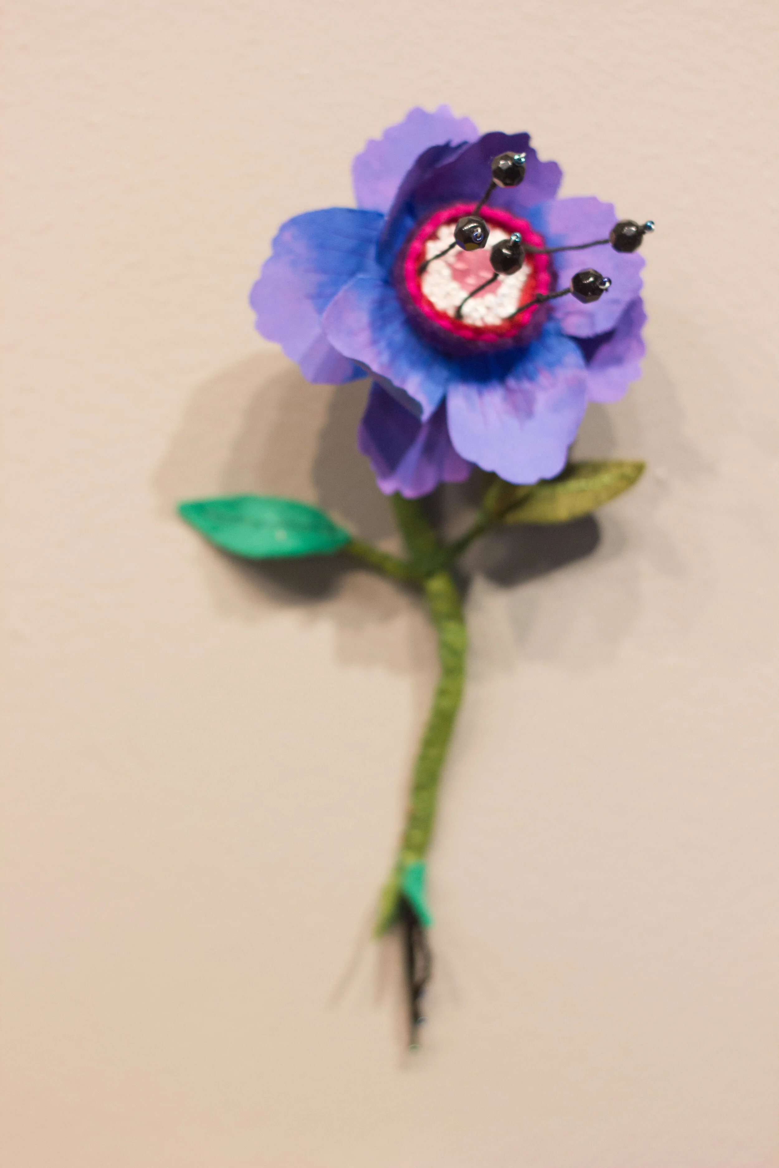 Reach, fabric, wire, beads and embroidery, $40