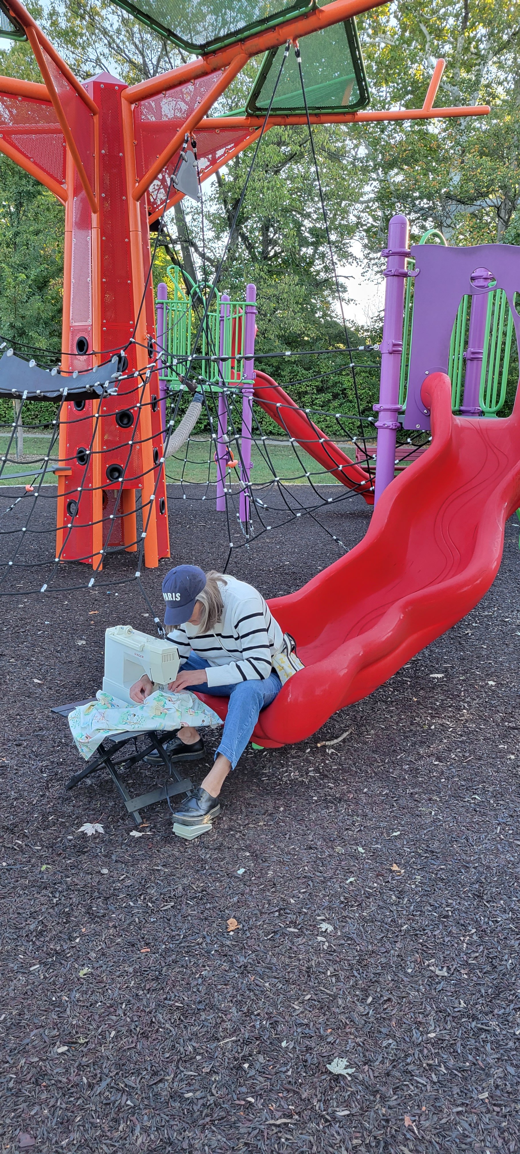 Janice Schmader - Sewing on a Slide