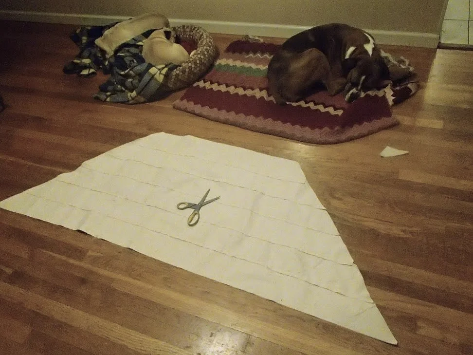 The finished strips, ready to be stitched.