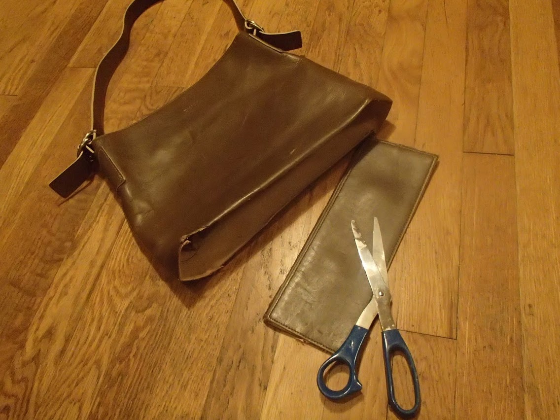 Cutting the bottom from the bag